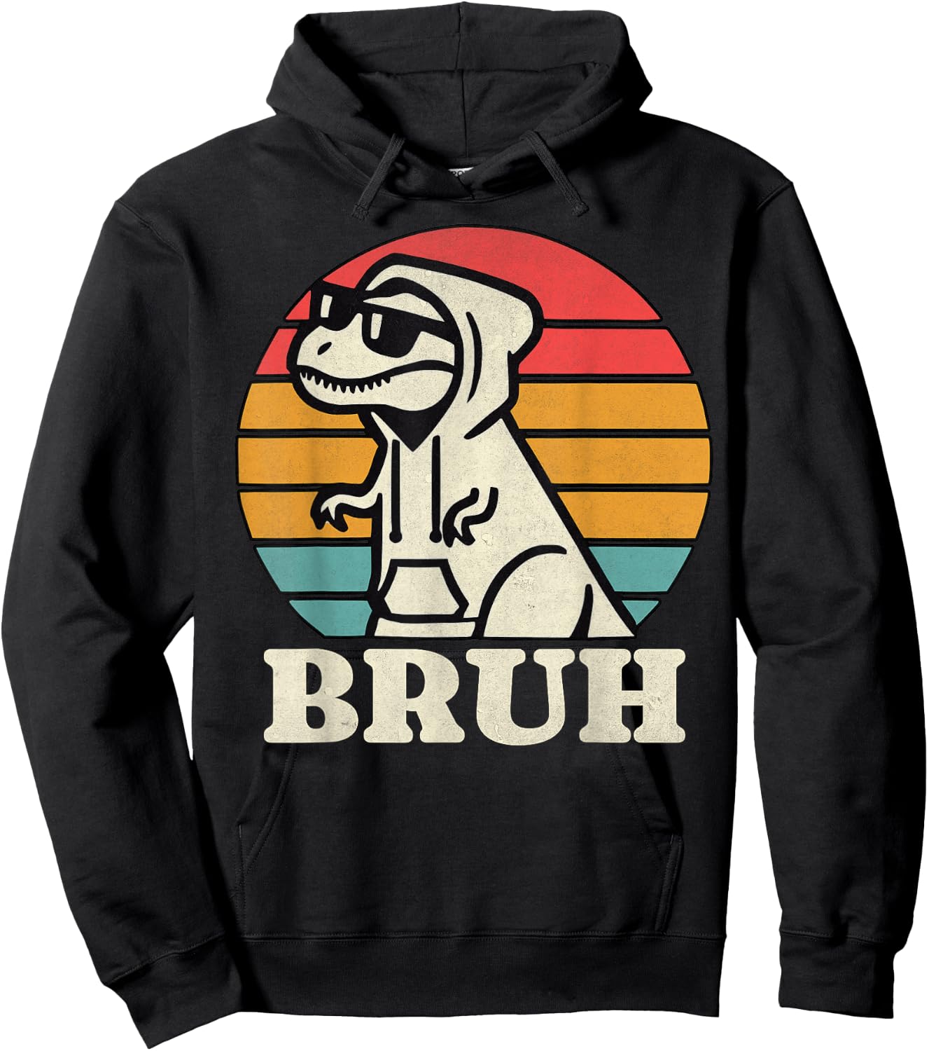 Retro Bruh T Rex Dinosaur Teen Sayings Teenage Boys Funny Hoodie - Hoodie | Black