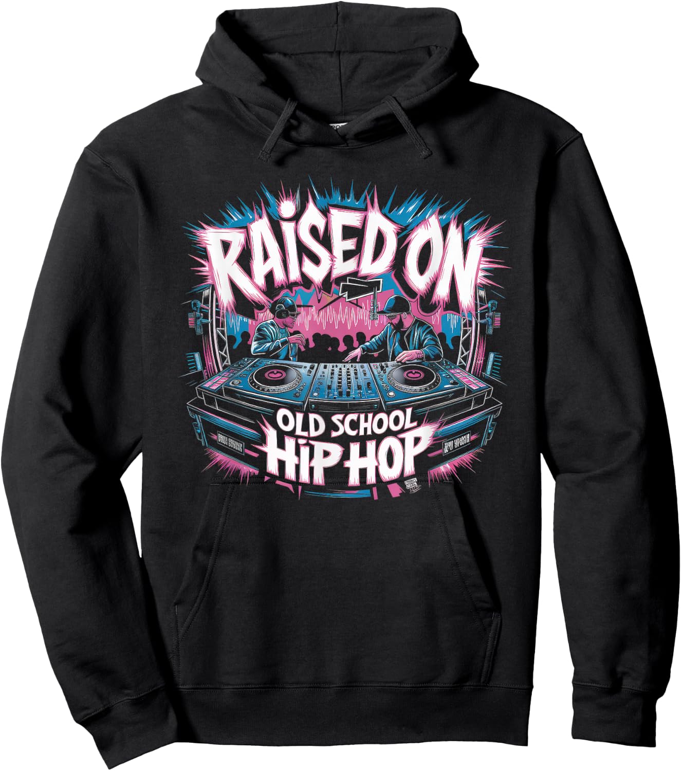 RAISED ON OLD SCHOOL Graffiti Rap HIP HOP Cassette Hoodie - Hoodie | Black