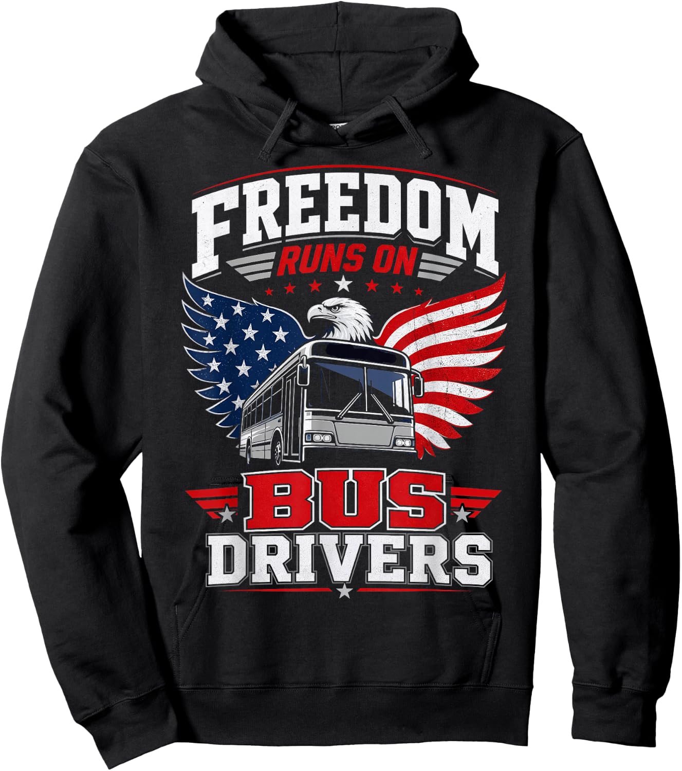 American Bus Driver Patriotic USA Transit Operator Hoodie - Hoodie | Black