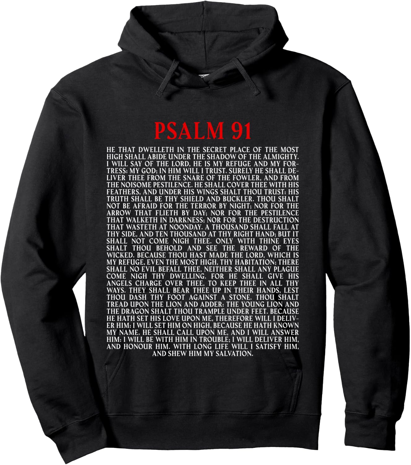 Psalms 91 Full KJV Bible Verse Protection & Safety Blessing Hoodie - Hoodie | Black
