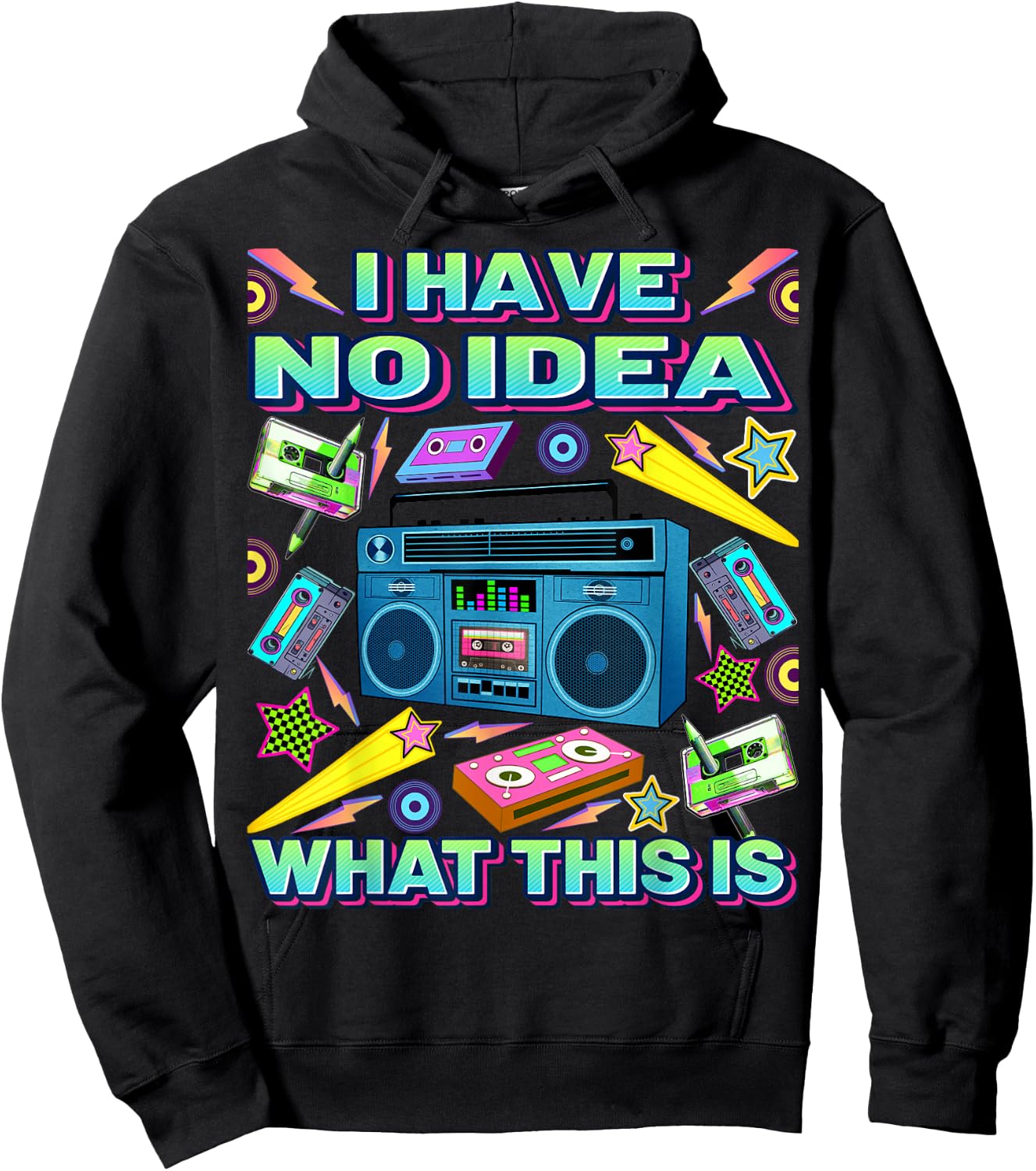 Retro 80s 90s Outfits Men Women Kids 70s 80s 90s Hoodie - Hoodie | Black