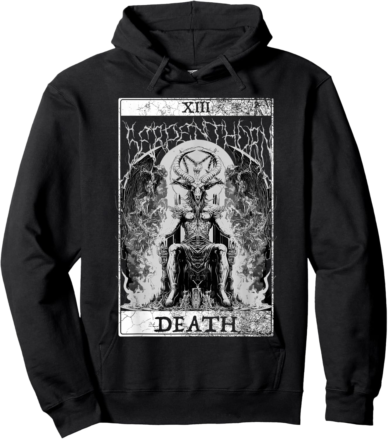 Baphomet Occult Satan Goat Head Tarot Card Death Unholy Hoodie - Hoodie | Black