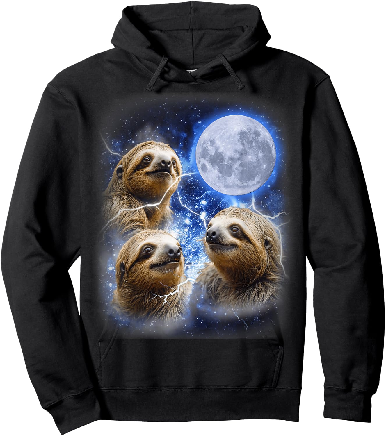Three Sloth Moon - Funny 3 Lazy Animals Howling Parody Meme Hoodie - Hoodie | Black