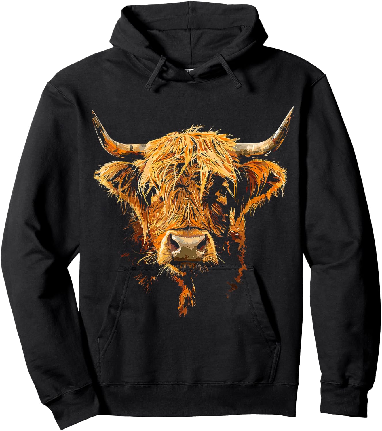 Highland Cow Animal Motif Art Highland Cow Hoodie - Hoodie | Black