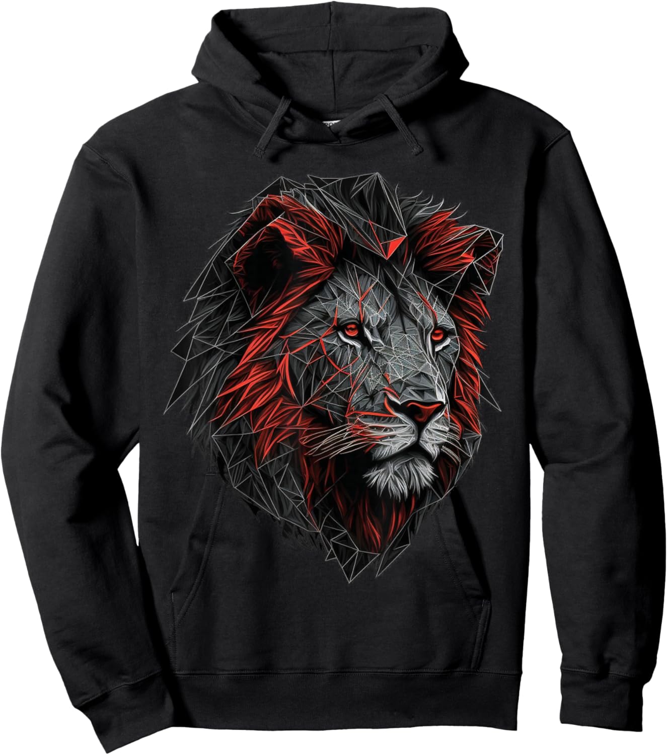 Lion Animal Print Art Polygon Lion , black Hoodie - Hoodie | Black