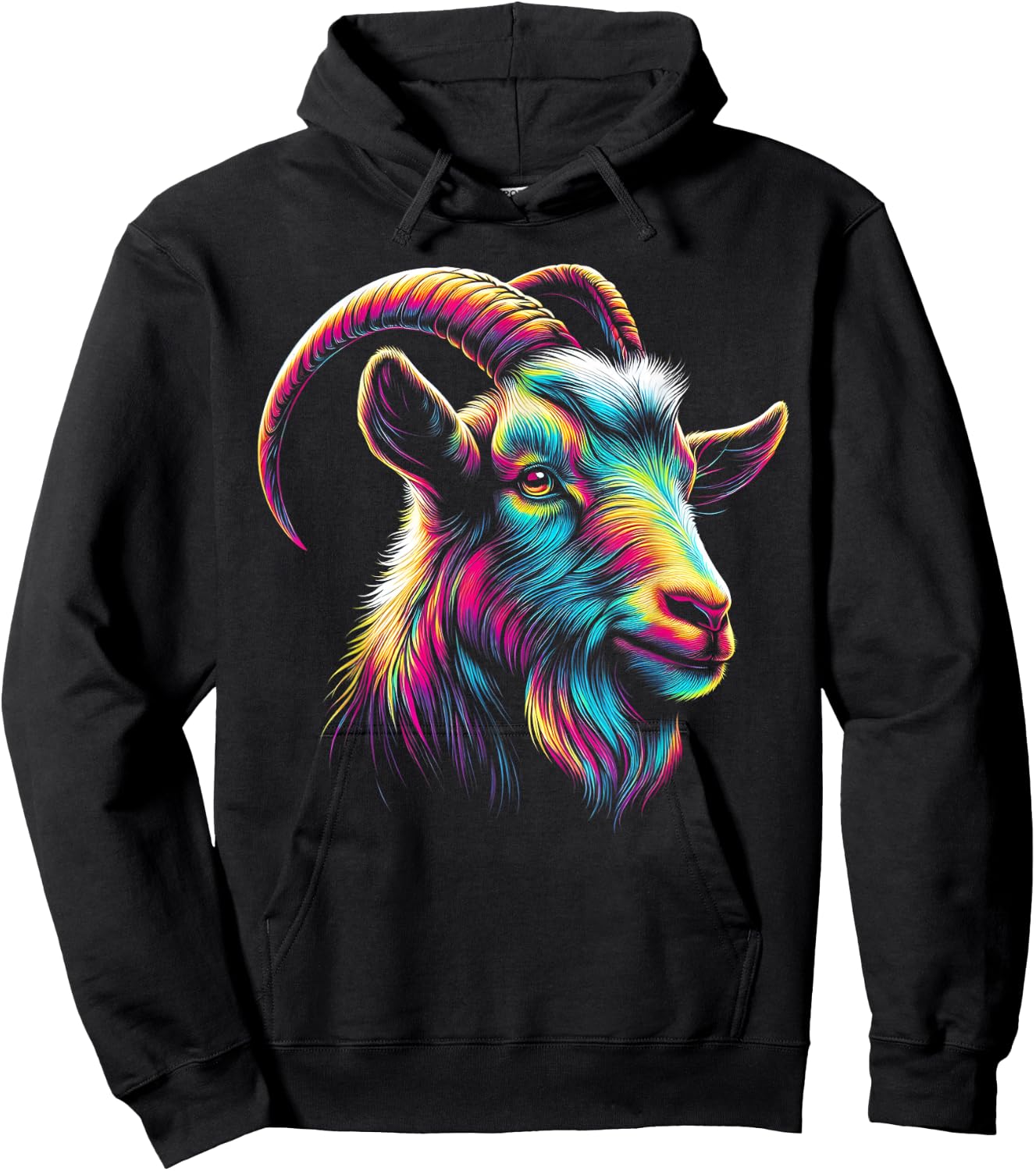 Goat Colorful Artwork | Animal Motif Goat Hoodie - Hoodie | Black