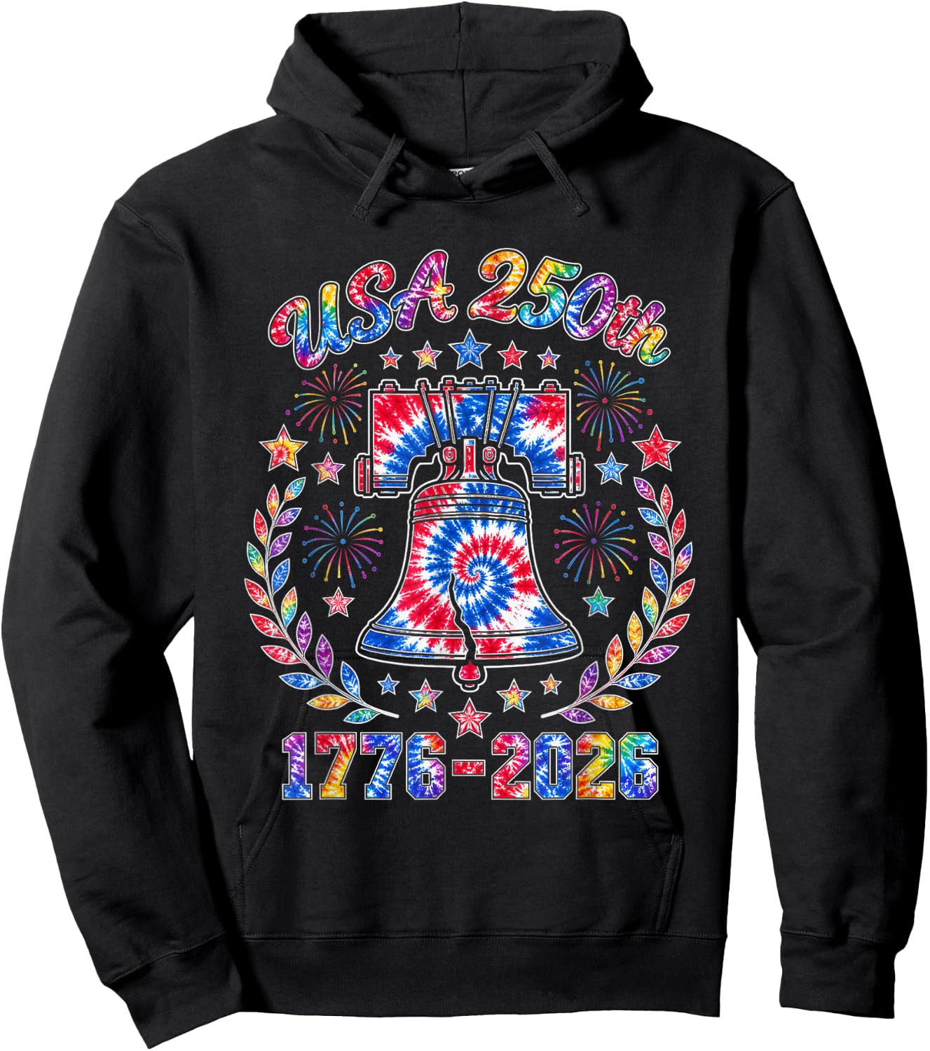 USA 250th Anniversary 1776 to 2026 Tie Dye Hoodie - Hoodie | Black