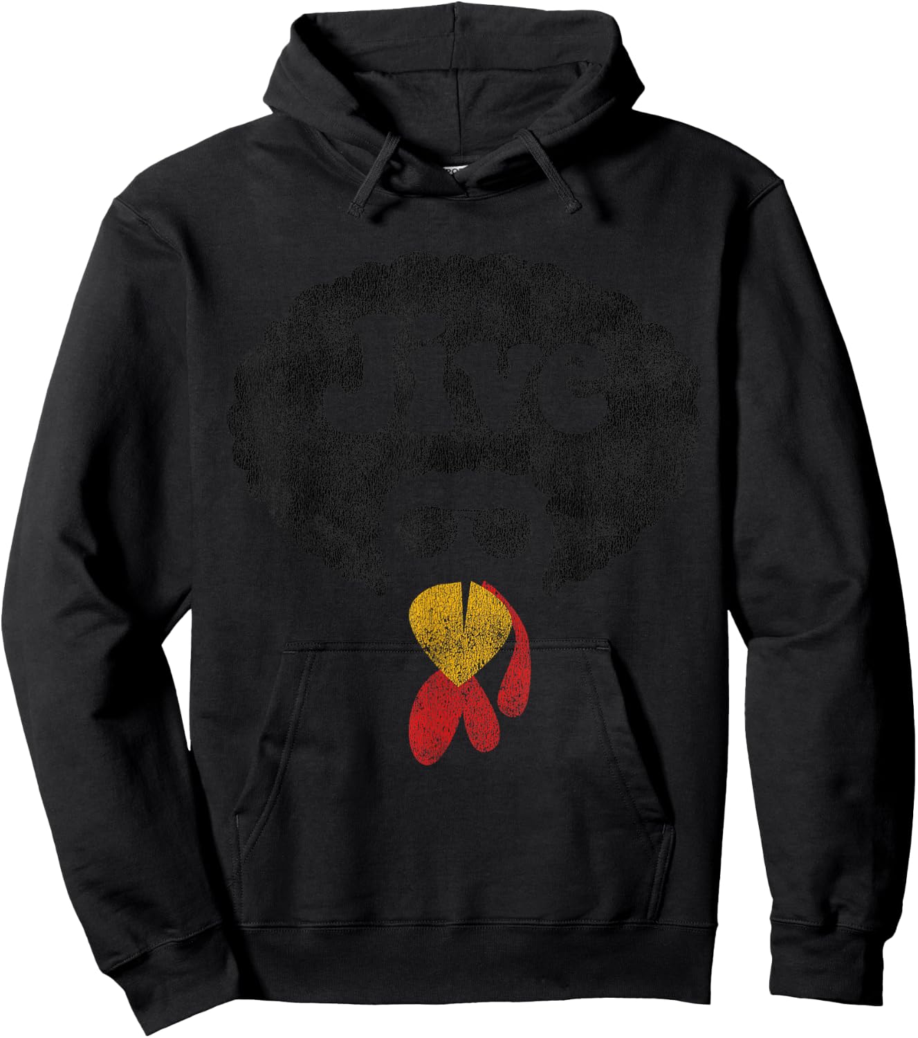 Funny Thanksgiving Jive Gift Vintage Distressed Turkey Face Hoodie - Hoodie | Black