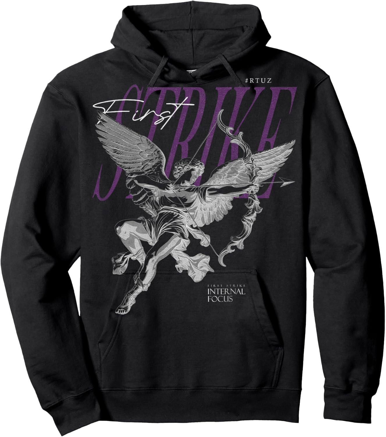 Hip Hop Angel Vintage Edgy Y2K Backprint Streetwear Angel Hoodie - Hoodie | Black