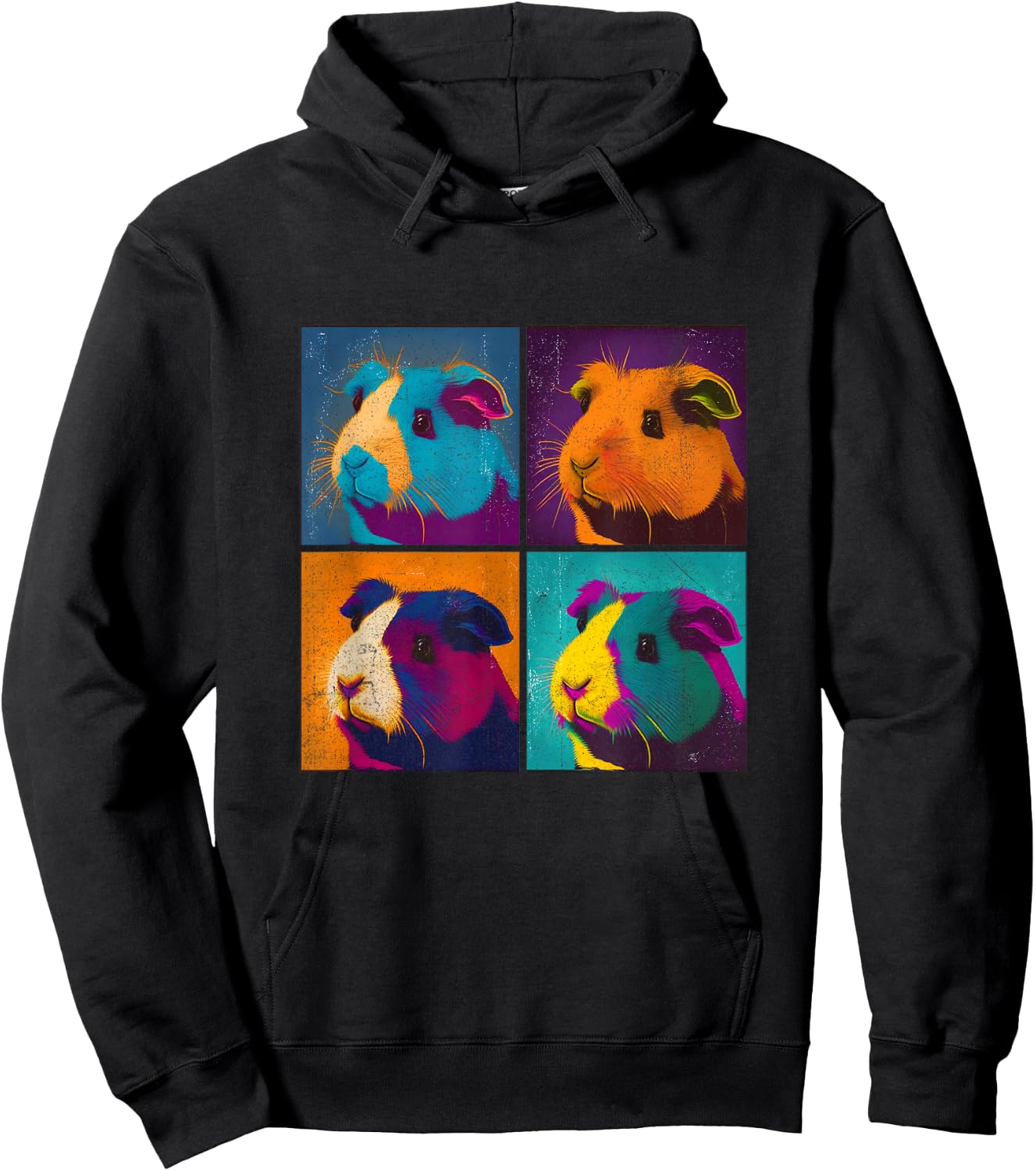 Guinea Pig Pop Art Design Illustration Colorful Animal Women Hoodie - Hoodie | Black