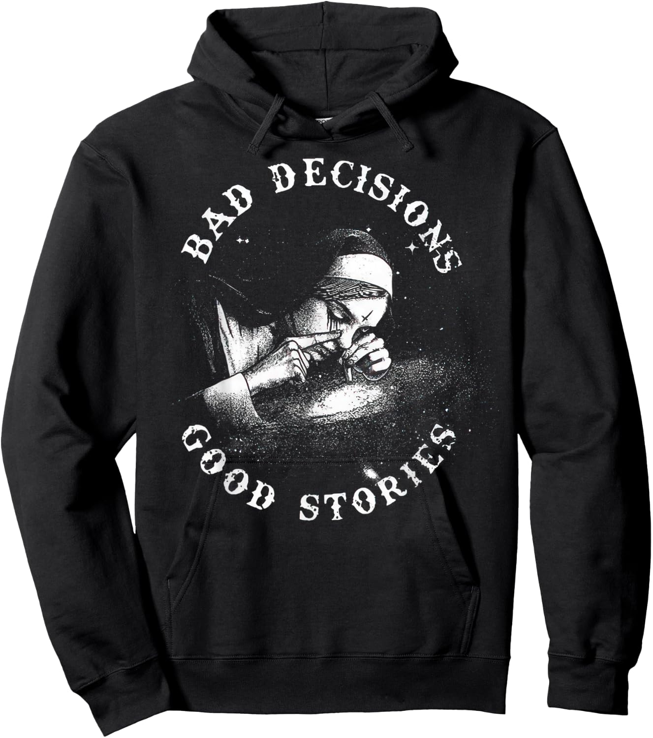 Bad Decisions Good Stories Nonne Tuxedo Unholy Drug Nun , black Hoodie - Hoodie | Black