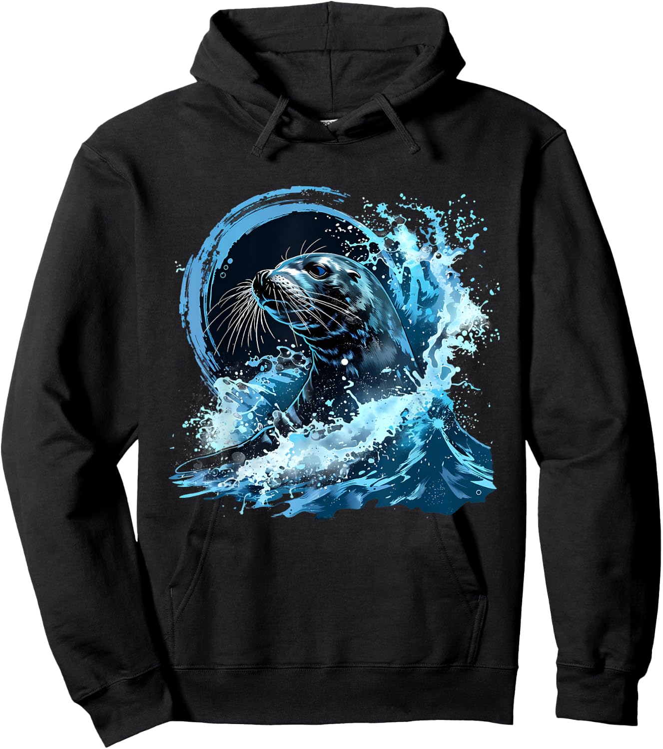 Seal Marine Mammal Ocean Sea Animal Sea Ocean Seal Artwork Hoodie - Hoodie | Black