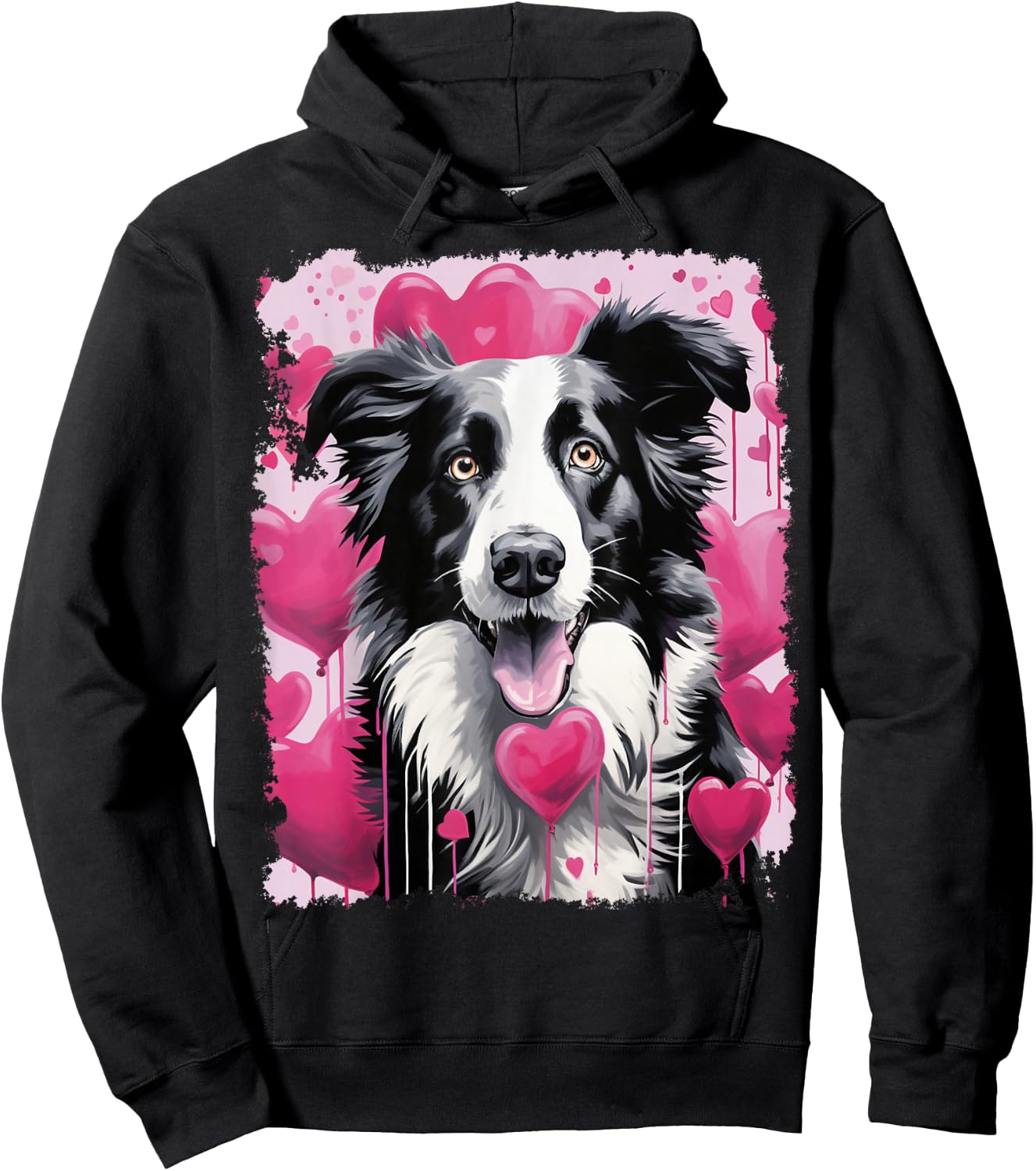 Pop Art Dog Cute Border Collie Hoodie - Hoodie | Black