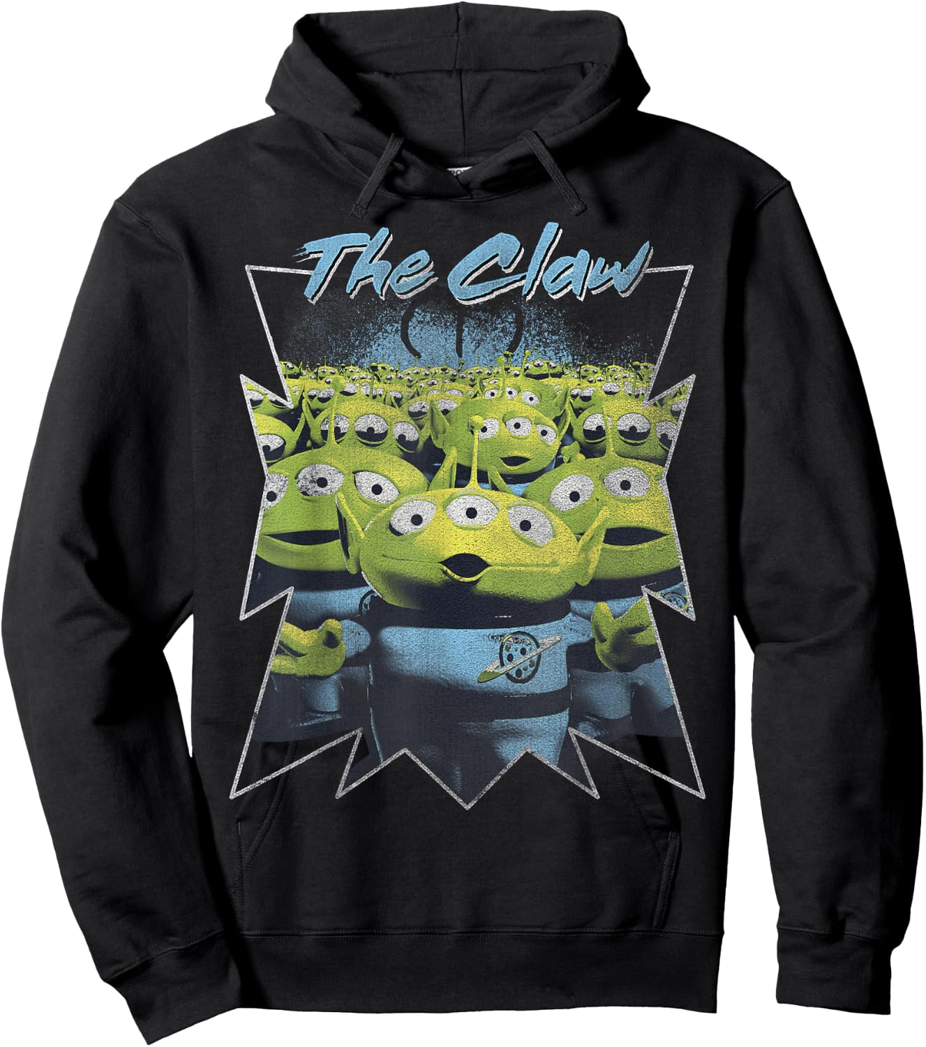 Disney Pixar Toy Story Aliens The Claw Distressed Starburst Hoodie - Hoodie | Black