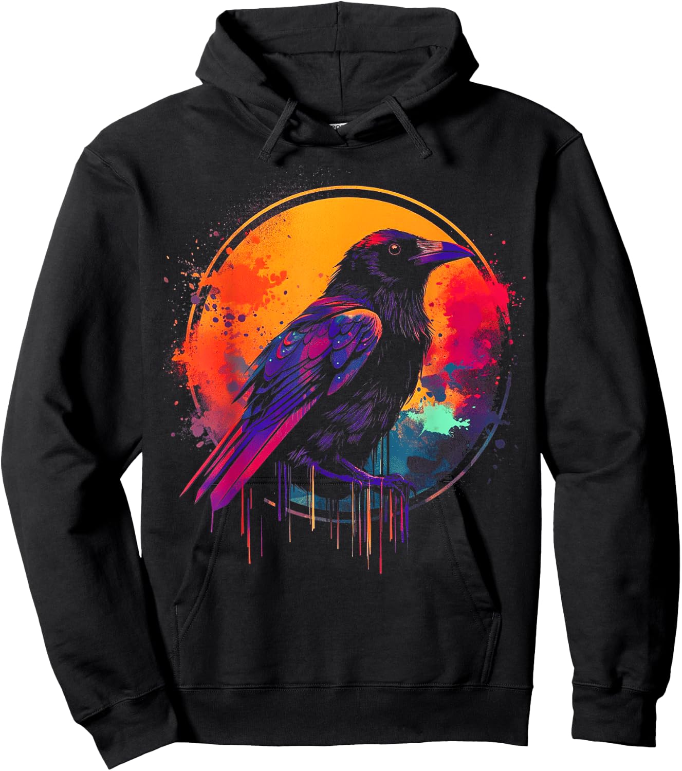 Raven illustration Occult Pagan Crow Witchcraft Viking Raven Hoodie - Hoodie | Black