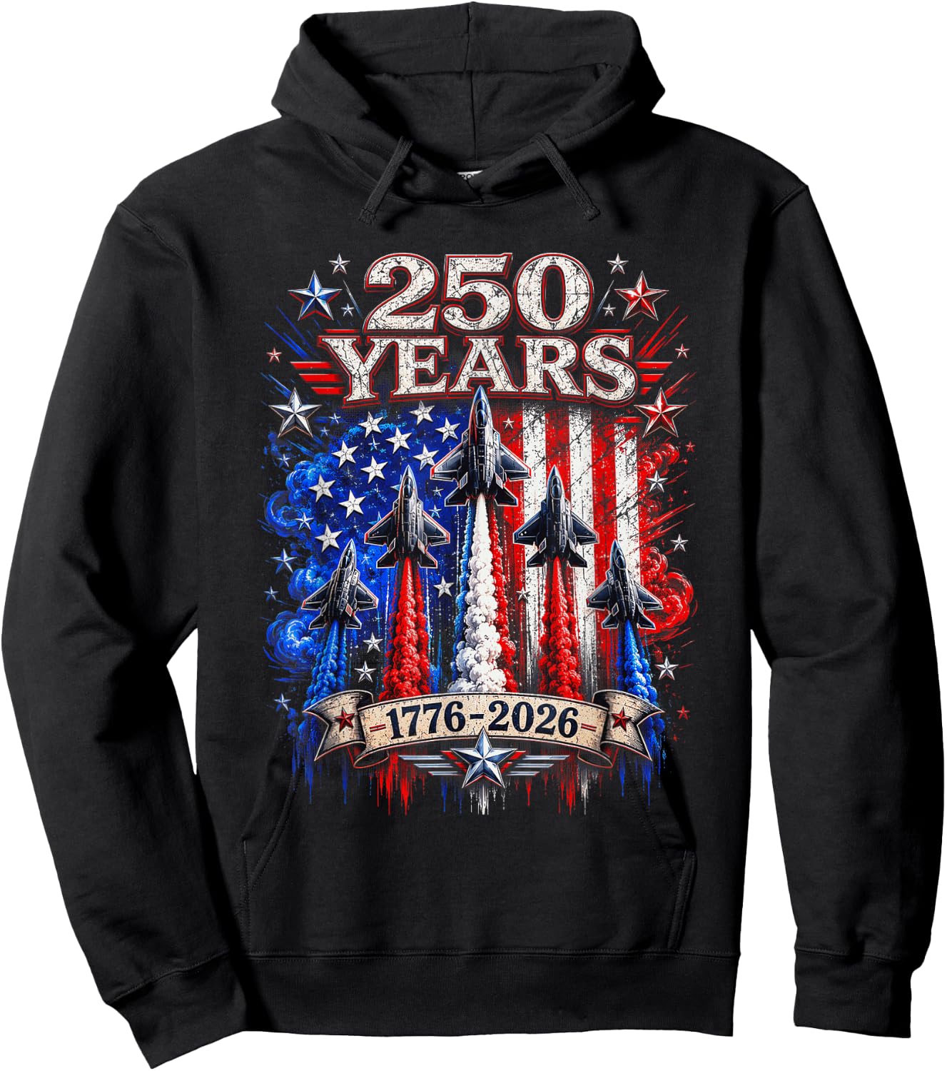 250 Anniversary USA Flag Hoodie - Hoodie | Black
