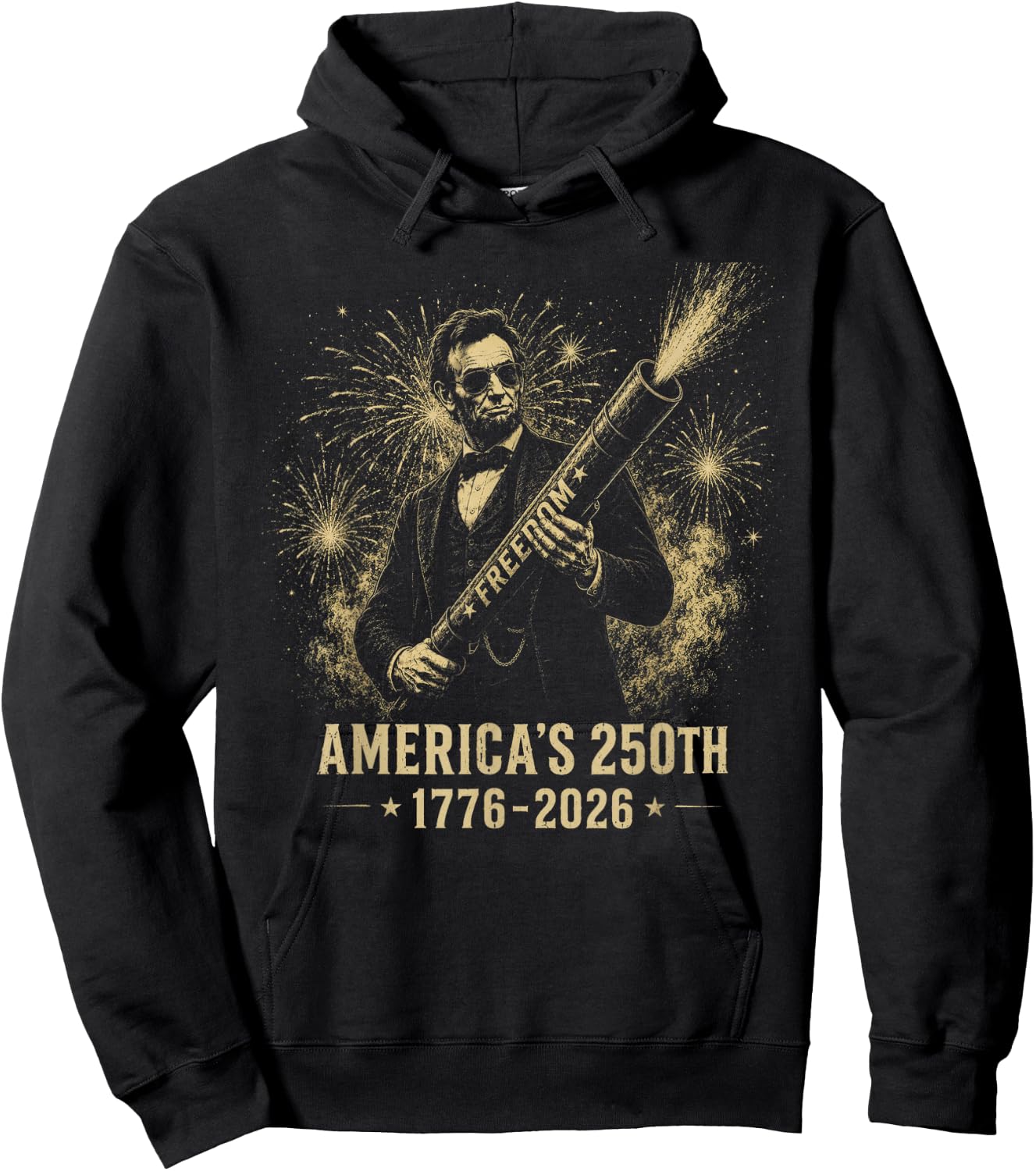 Abraham Lincoln 250 Years 250th Anniversary USA Fireworks Hoodie - Hoodie | Black