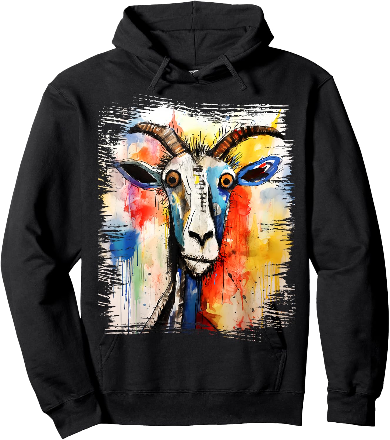 Funny Goat Retro 90s Street Art Graffiti Style Aesthetic Hoodie - Hoodie | Black