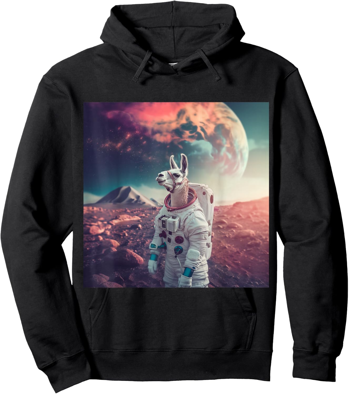 Astronaut Llama in Space Hoodie - Hoodie | Black