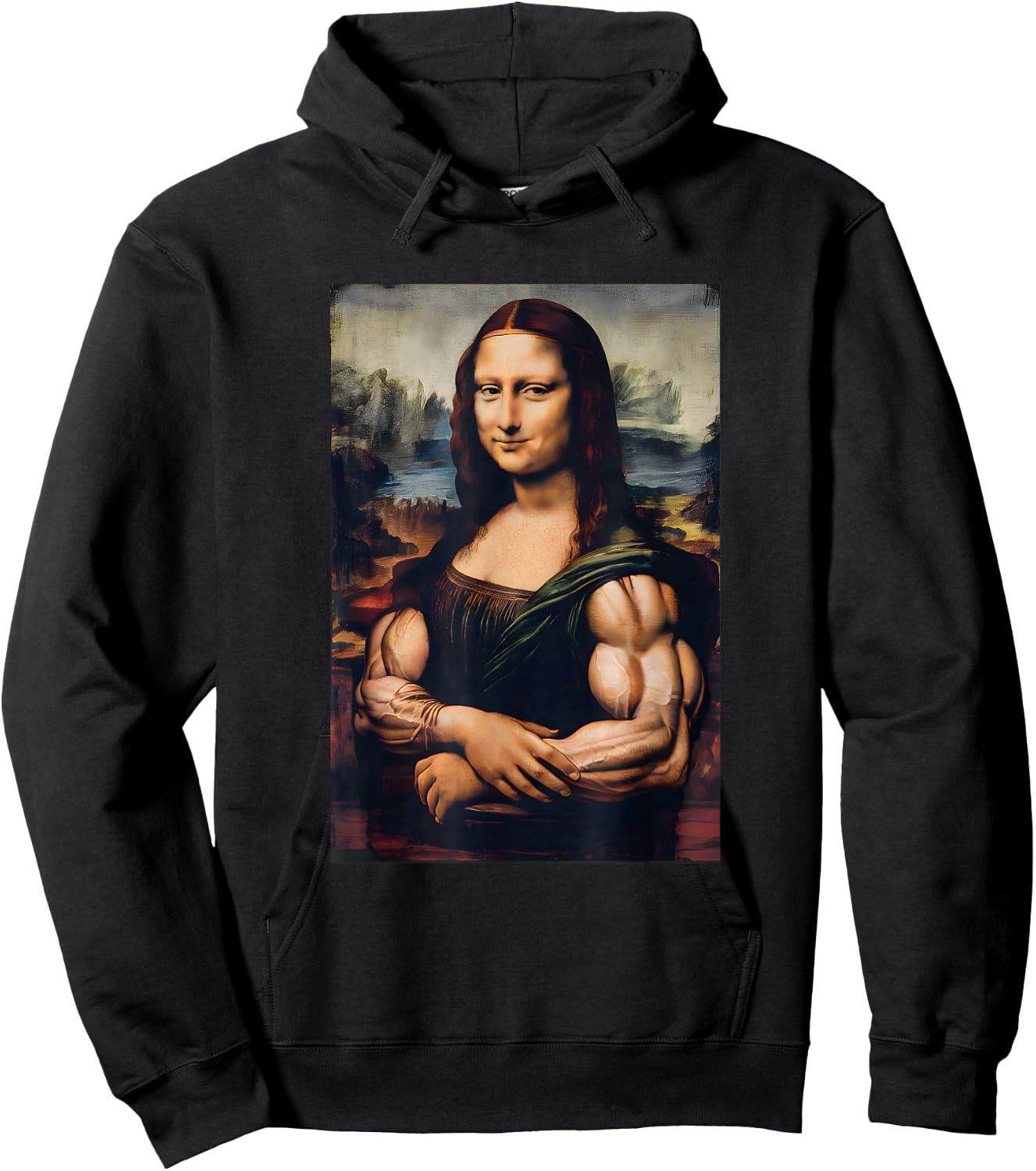 Mona Lisa Bicep Bodybuilding Gym Workout Funny Mona Lisa Hoodie - Hoodie | Black