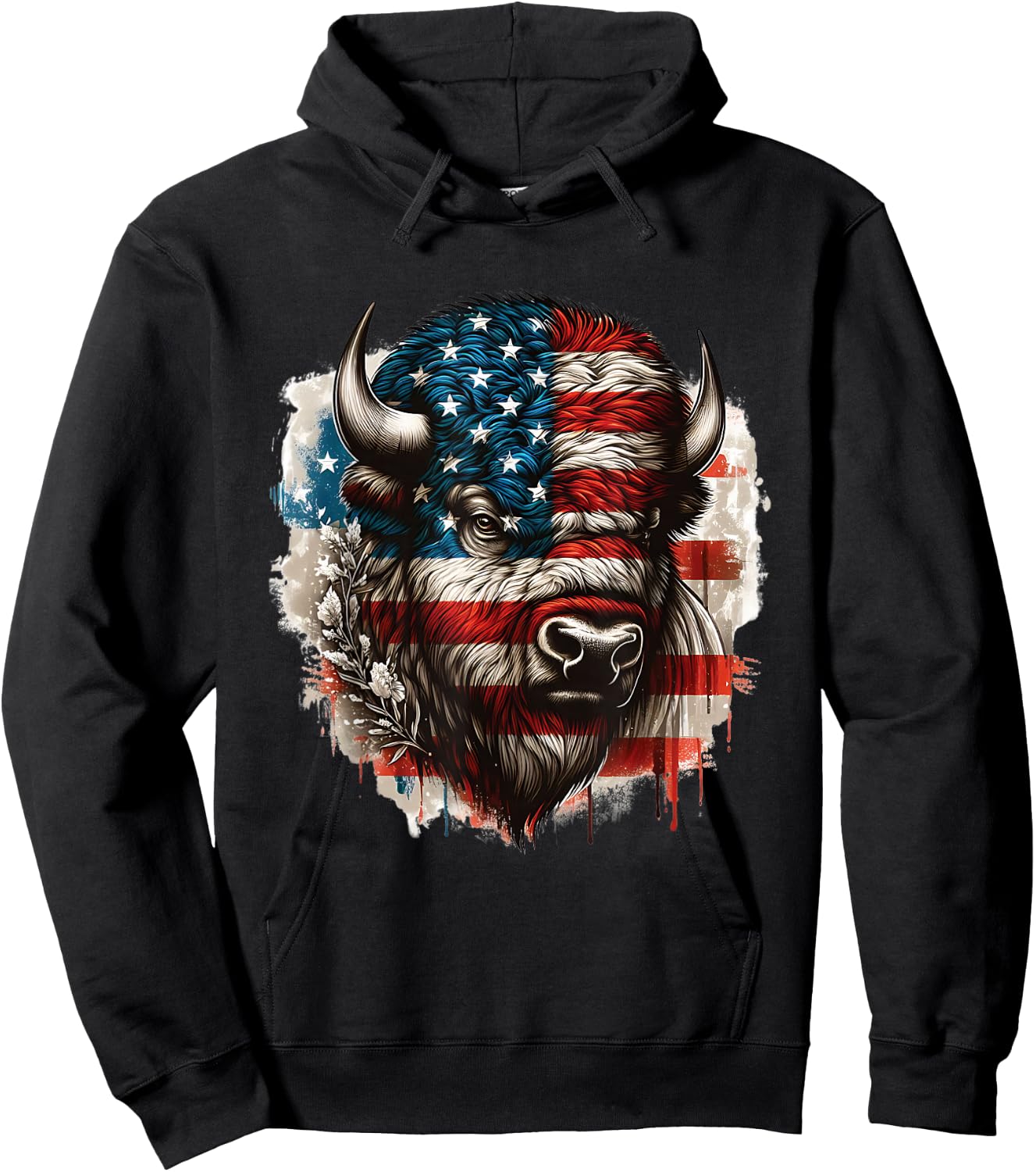 American Buffalo American Bison American Flag American Bison Hoodie - Hoodie | Black
