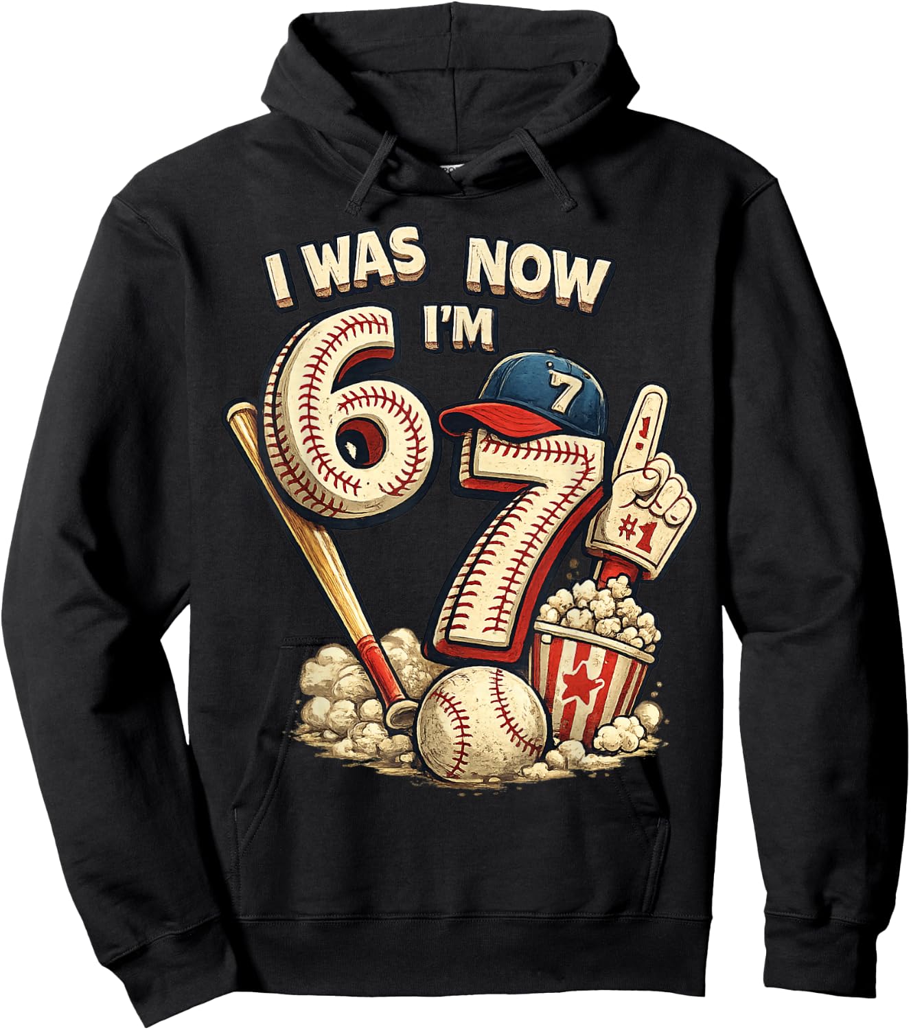 I was 6 Now I'm 7 Seven Year Old Boys Baseball Birthday Hoodie - Hoodie | Black
