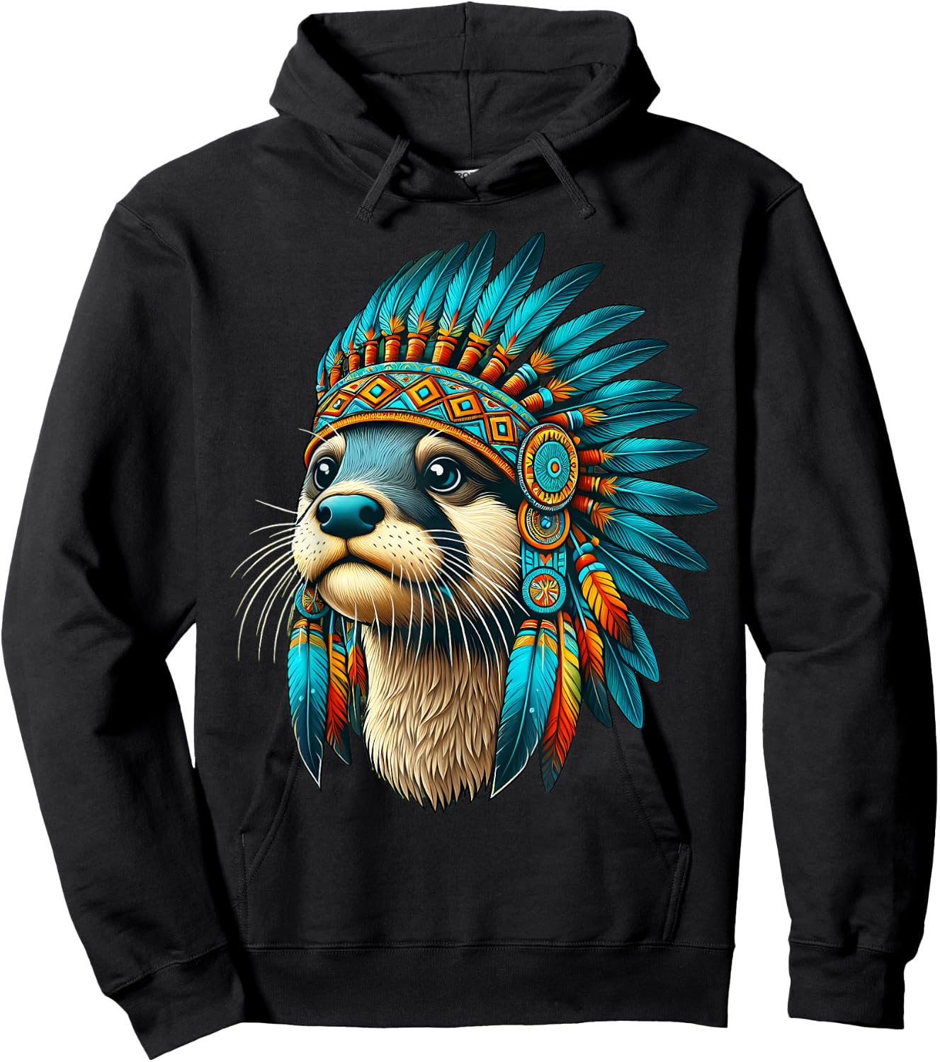 Native Indian Otter Native American Indian Feathers Hoodie - Hoodie | Black