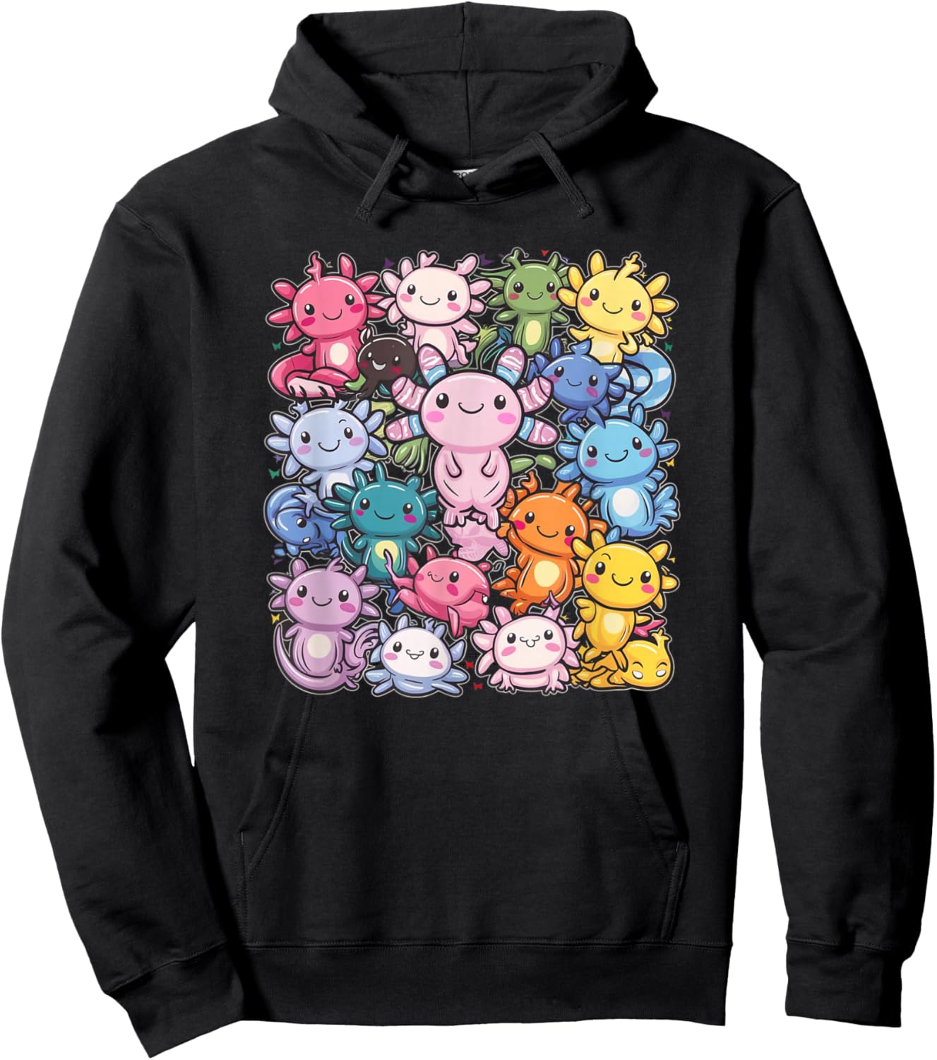 Axolotl Cute Axolotls Of The World Kawaii Kids , Black, S Hoodie - Hoodie | Black