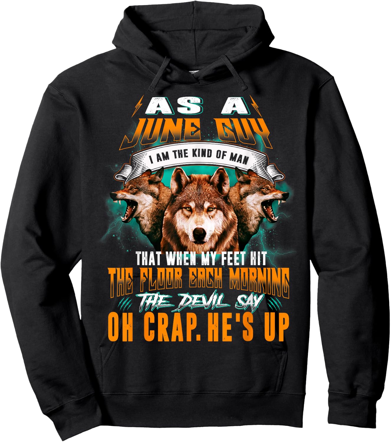Born In June Birthday Guy Funny Boy Men Wolf Lover Hoodie - Hoodie | Black
