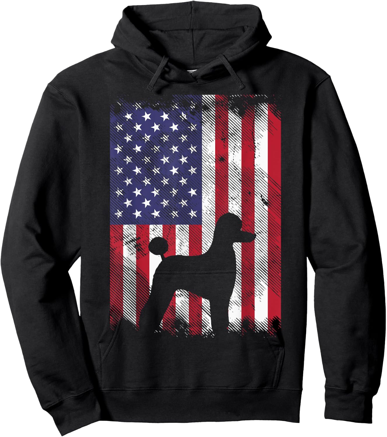 America Flag Poodle Vintage Patriotic Dog Lover Owner Gift Hoodie - Hoodie | Black