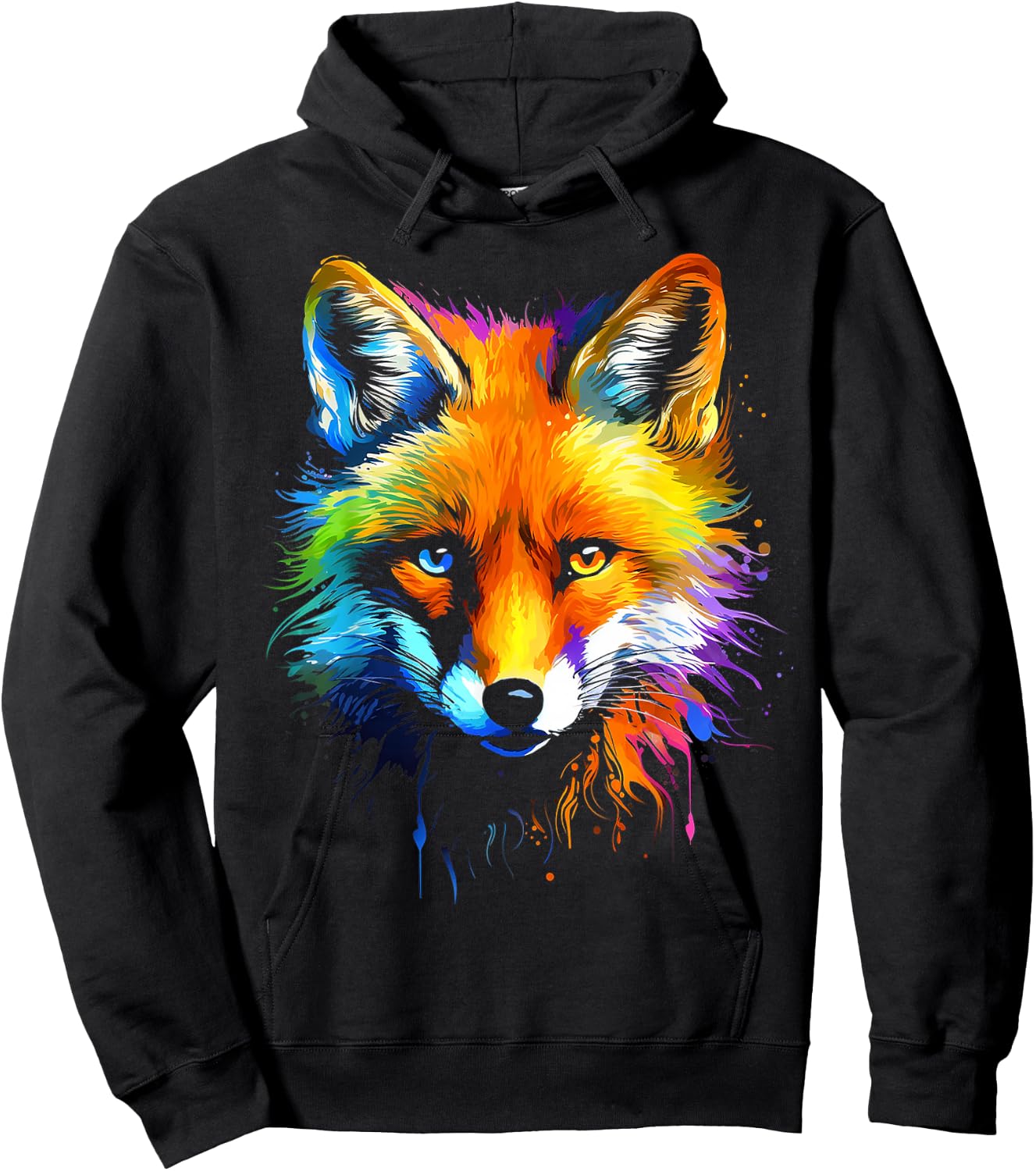 Fox Colourful Animal Graphic Art Fox , black, S Hoodie - Hoodie | Black