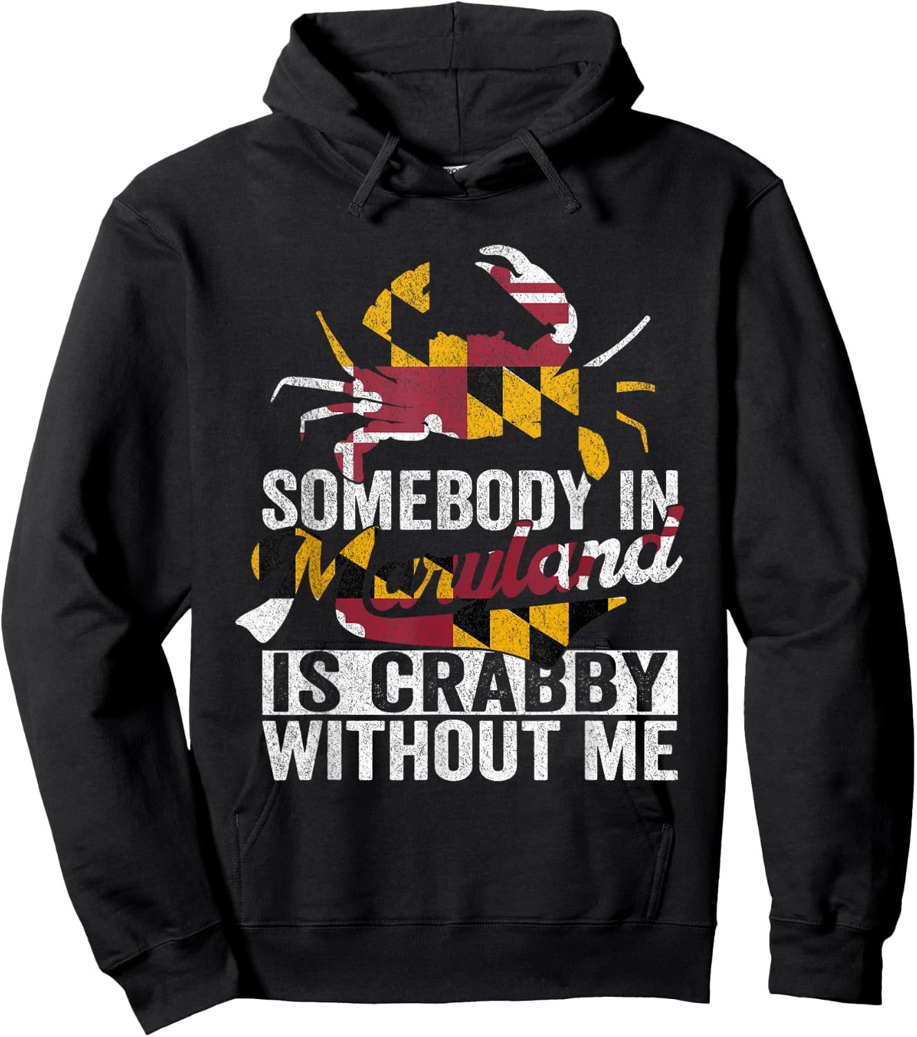 Vintage Maryland Crab Maryland Flag Pride Blue Crab Crabbing Hoodie - Hoodie | Black
