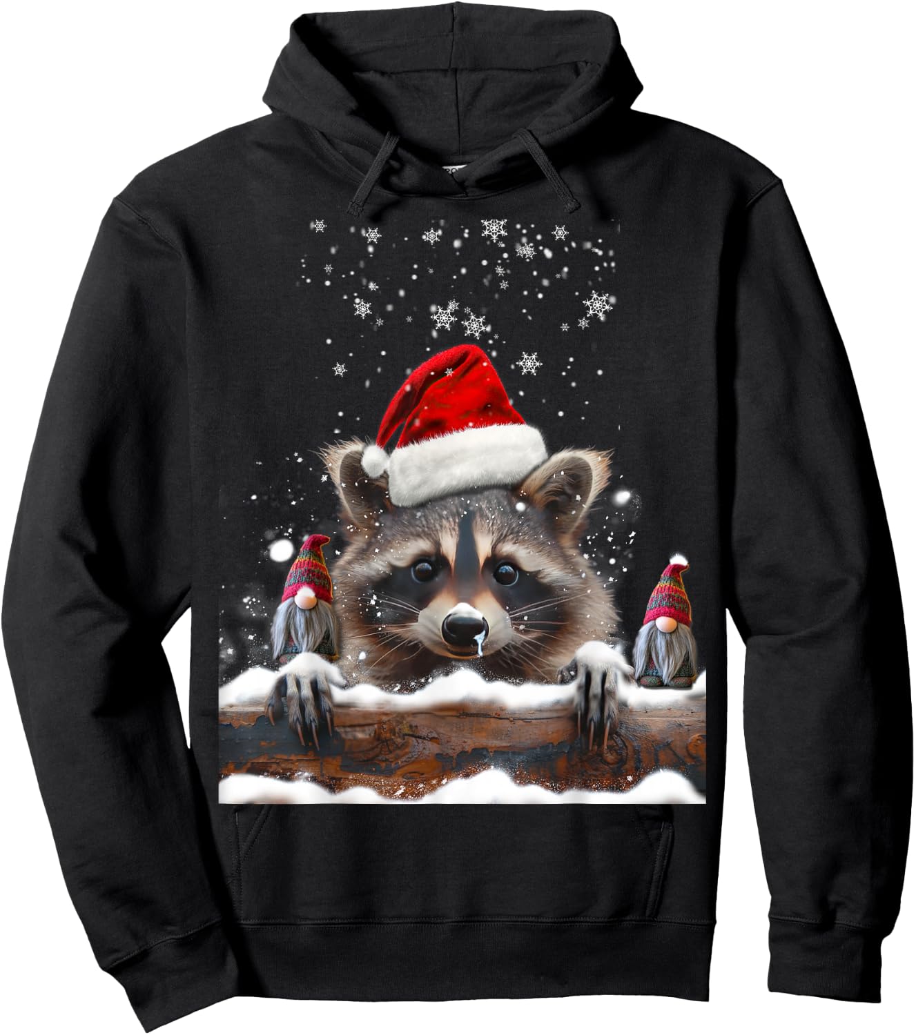 Racoon Racoon And Christmas Gnomes Man Woman Child , Black, S Hoodie - Hoodie | Black