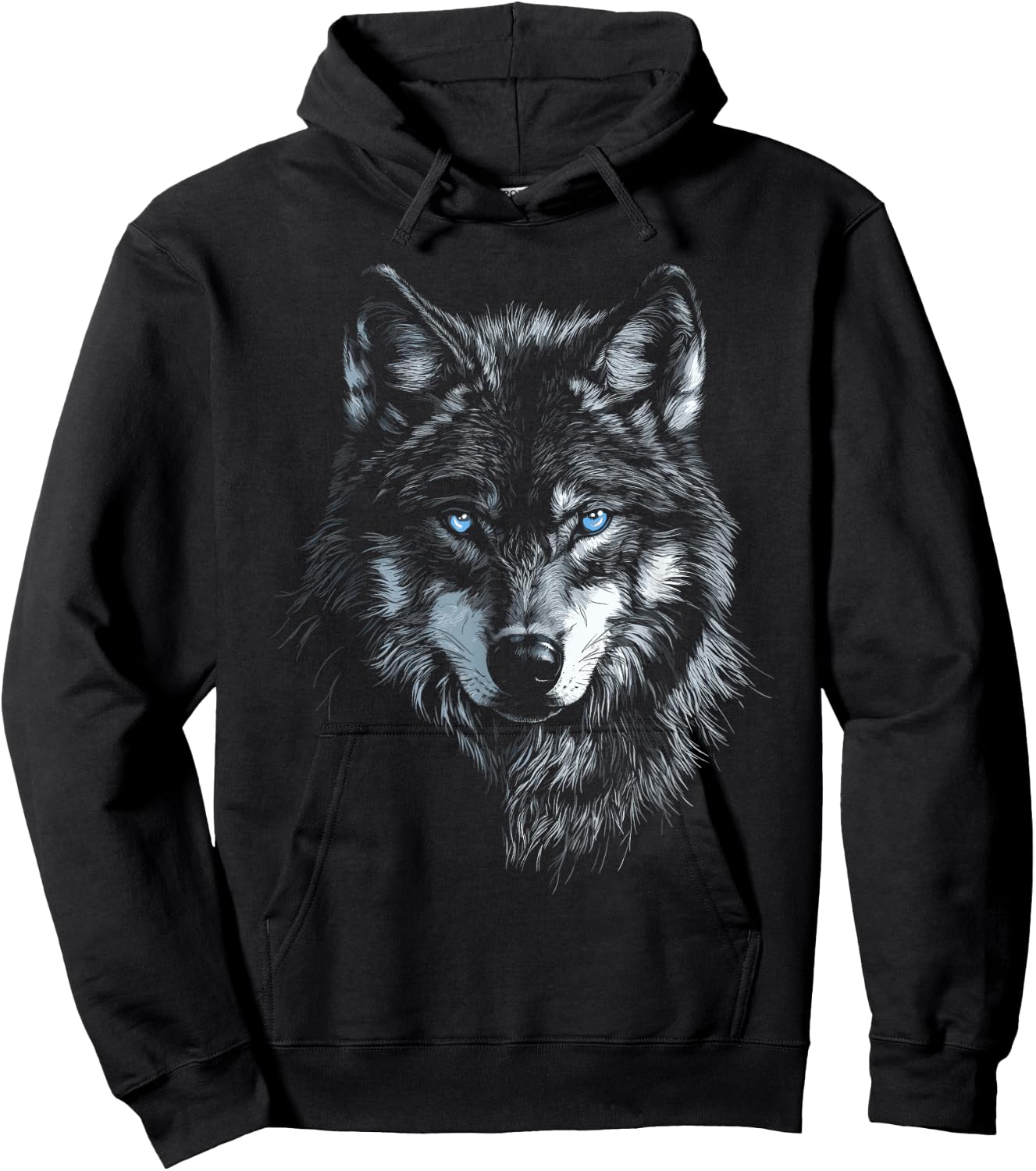 Mystical Wolf with Blue Eyes Animal Art Wolf Motif Wolves , black, S Hoodie - Hoodie | Black