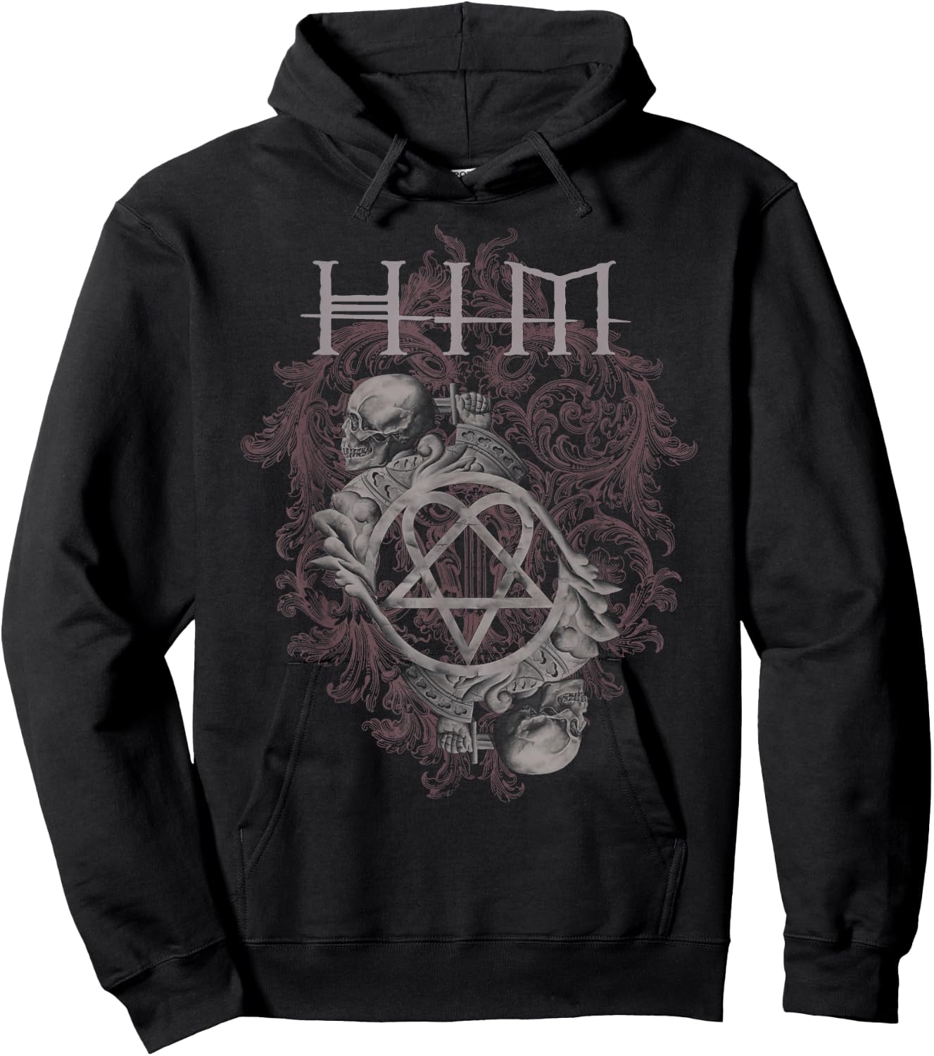 Ville Valo HIM Dual Skull On Red , red Hoodie - Hoodie | Black
