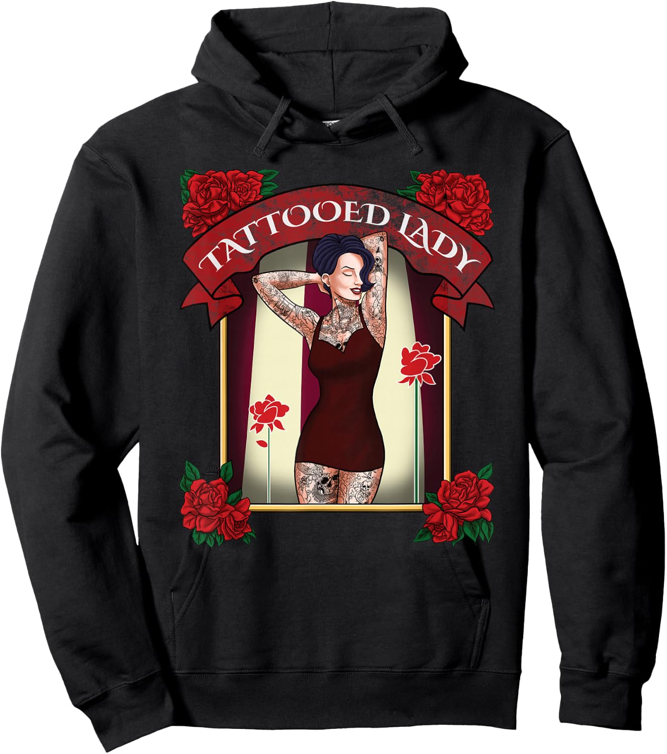 Tattooed Lady Carnival Shirt - Circus Shirt - Tattooed Mom Hoodie - Hoodie | Black