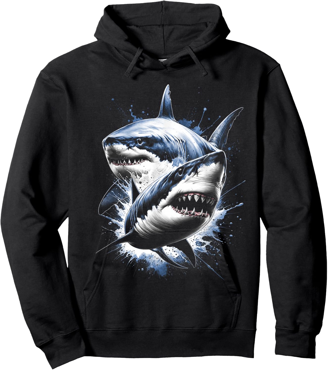 Cool Shark with Water Splash , black Hoodie - Hoodie | Black