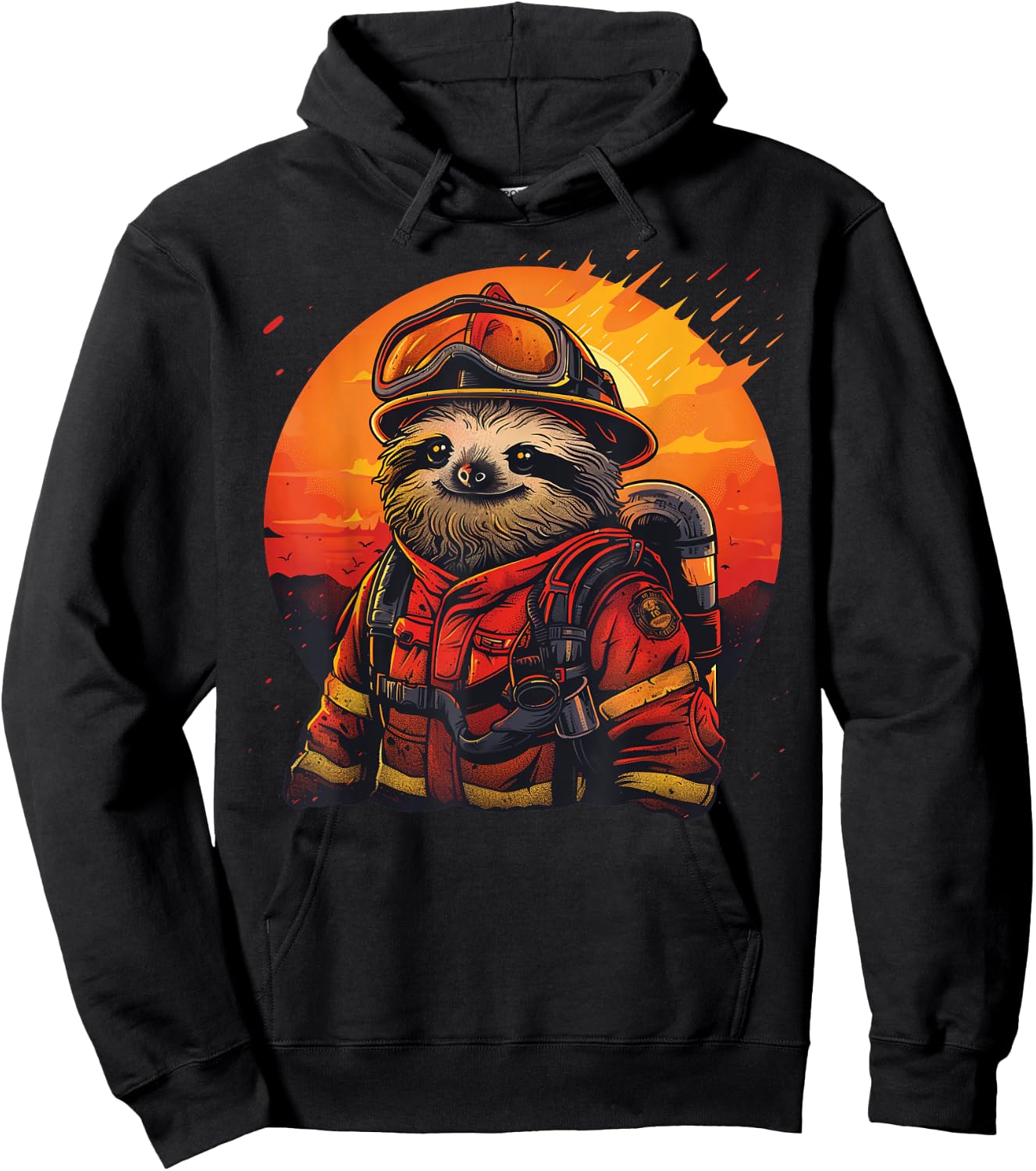 Sleepy Men and Women Sloth Firefighter Hoodie - Hoodie | Black