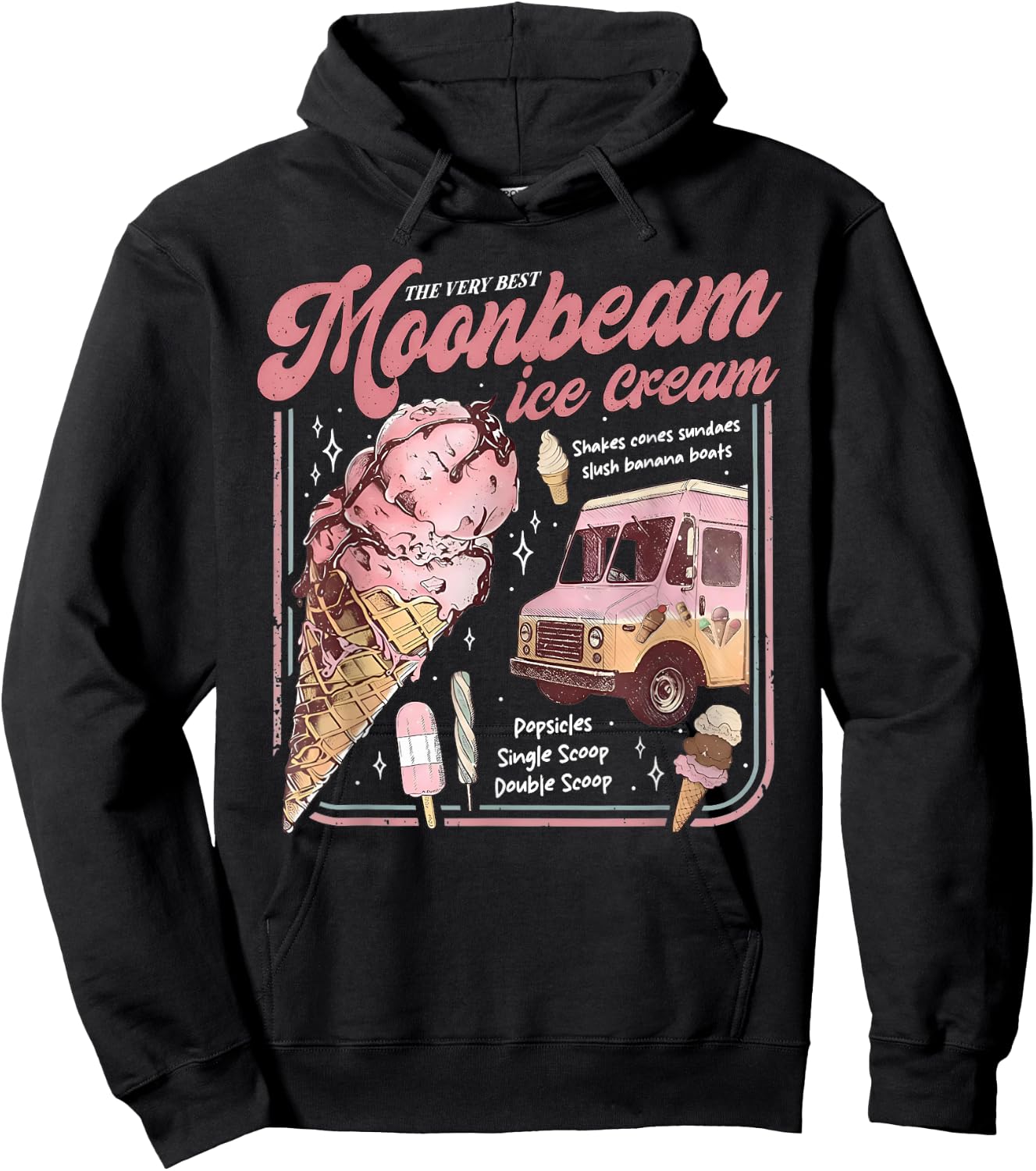 Moonbeam Ice Cream Truck Vintage Retro Hoodie - Hoodie | Black