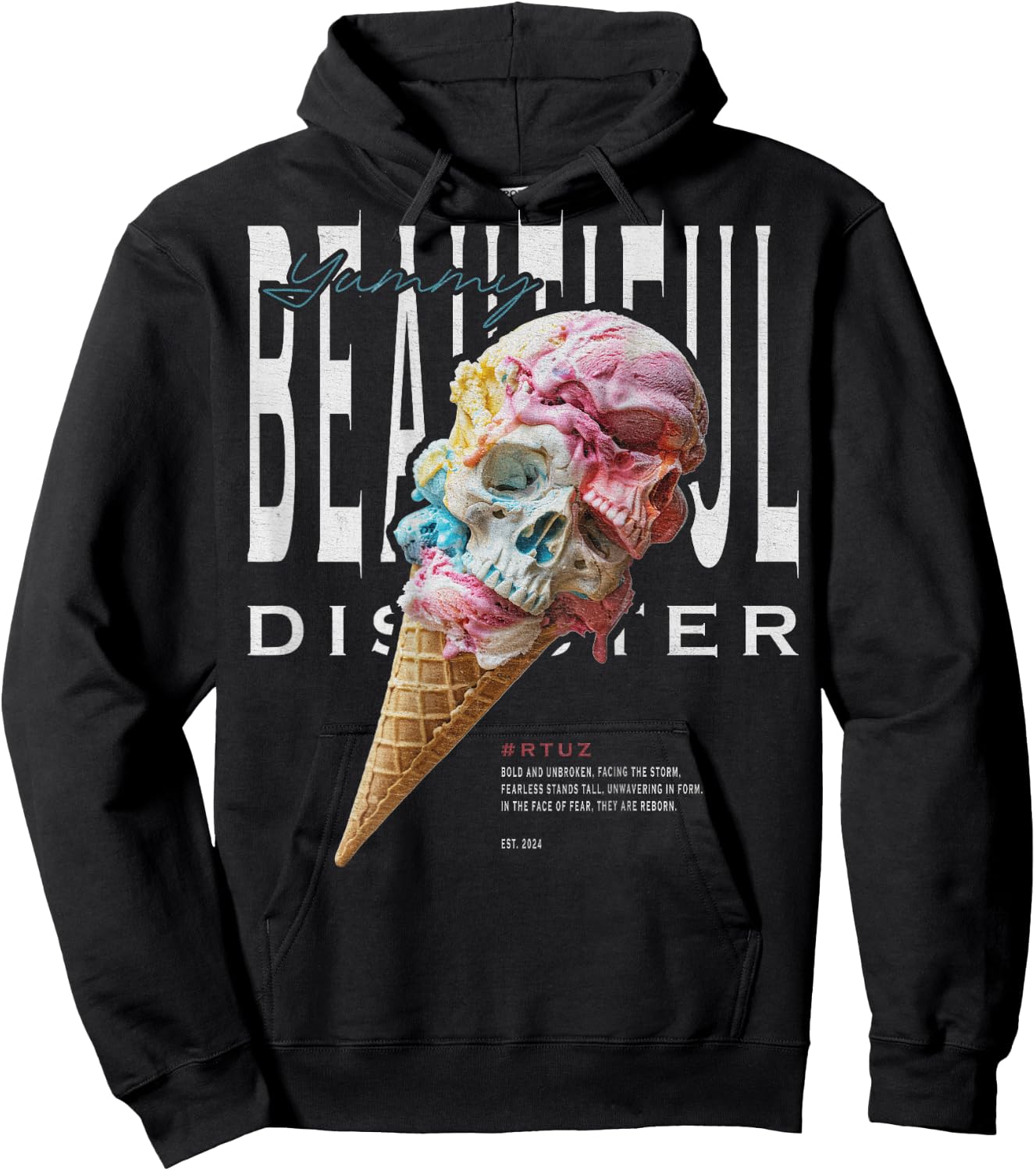 Urban Hip Hop Y2K Vintage Retro Backprint Streetwear Ice Hoodie - Hoodie | Black
