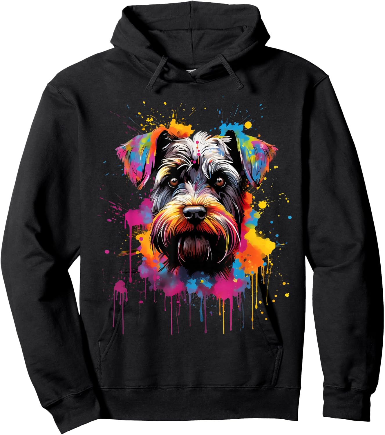 Colorful Miniature Schnauzer Dog Women Kids Hoodie - Hoodie | Black