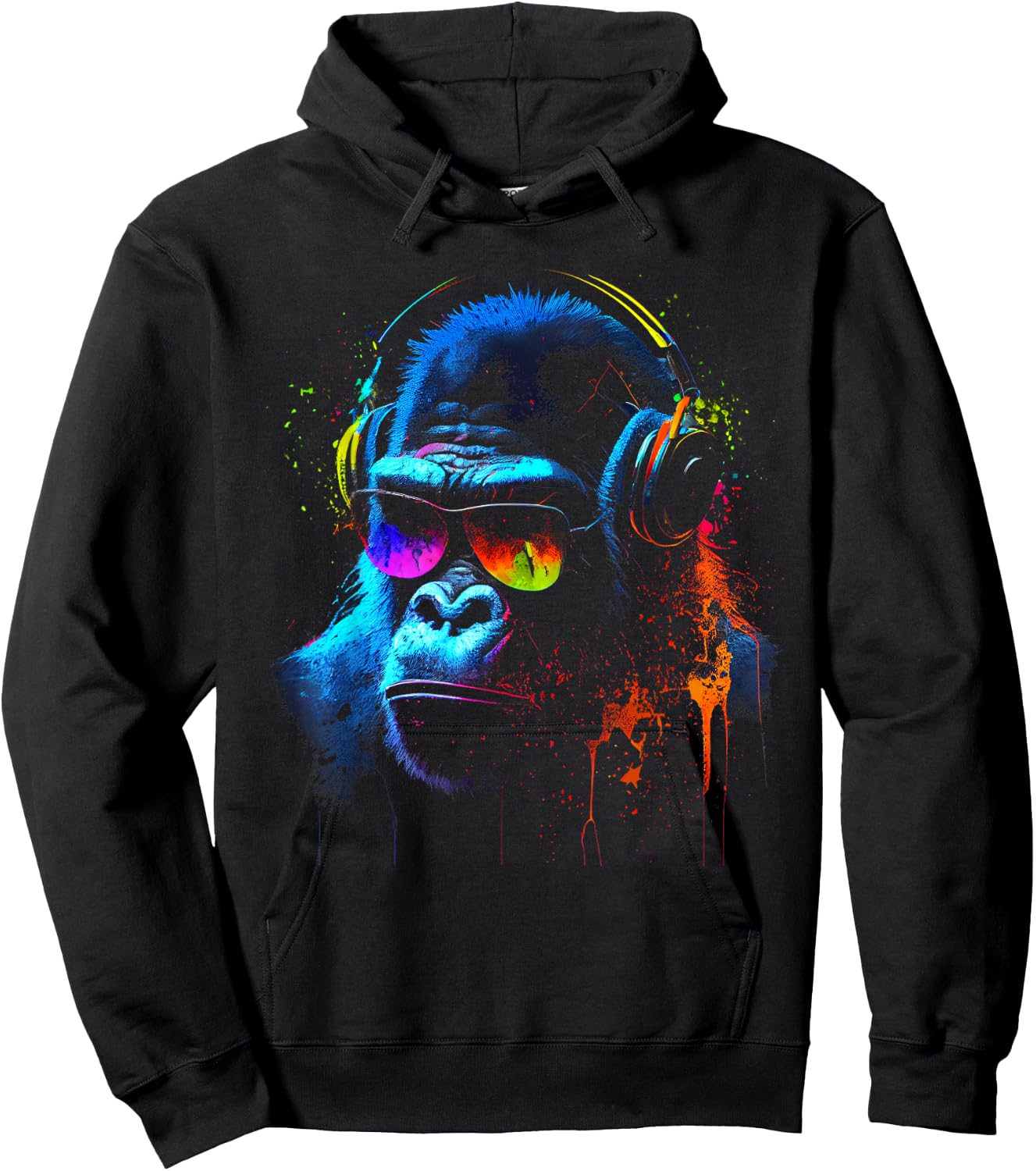 Monkey DJ mit Kopfhörer und Sonnenbrille Gorilla Musikfan Hoodie - Hoodie | Black