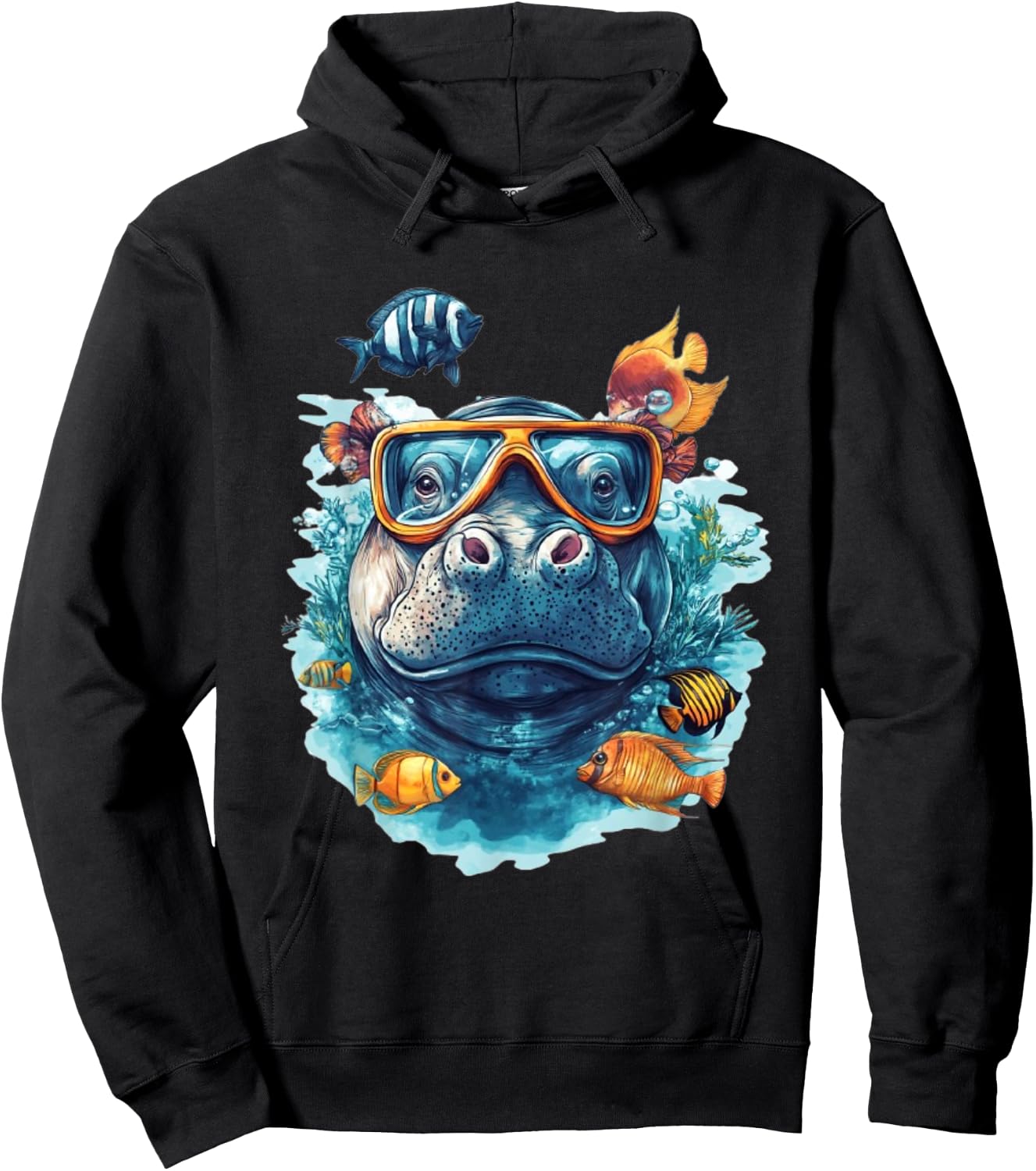 Funny Hippo Under Water Hippopotamus Hoodie - Hoodie | Black