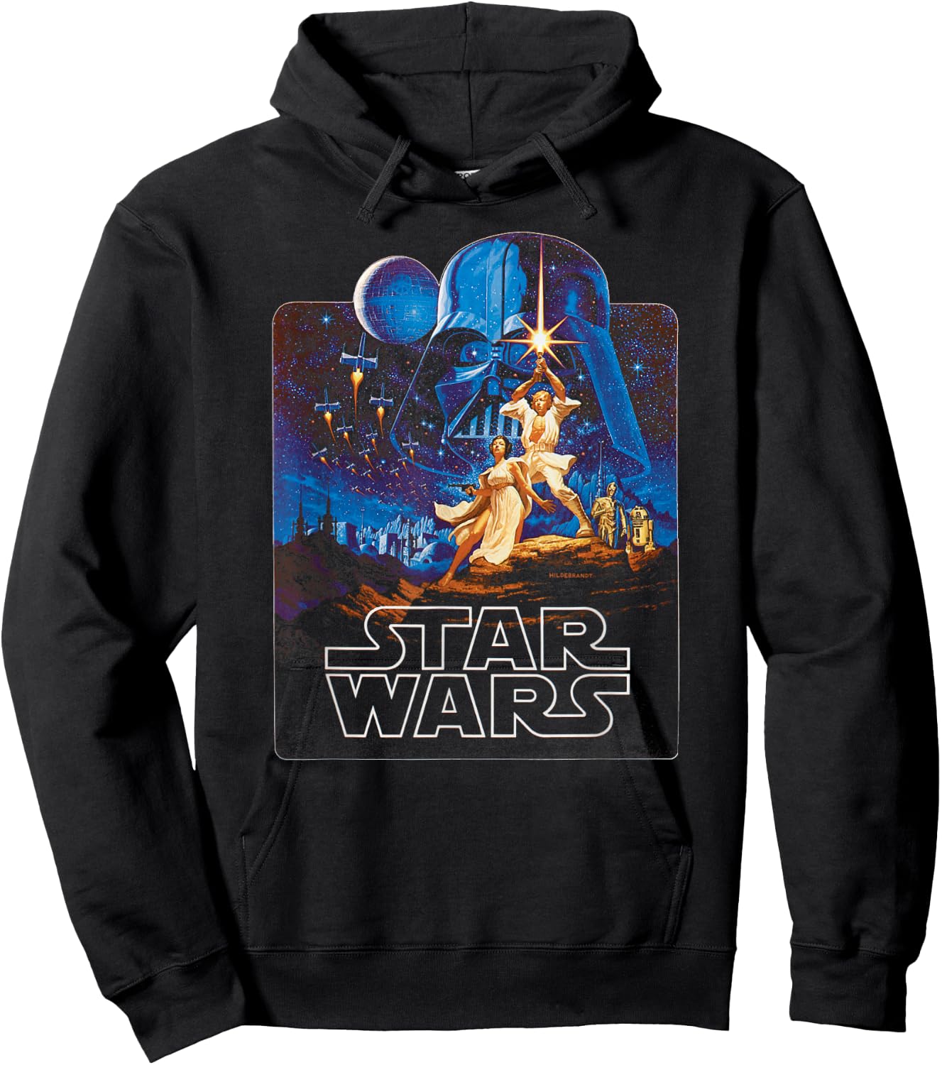 Star Wars A New Hope Retro Poster Badge , black Hoodie - Hoodie | Black