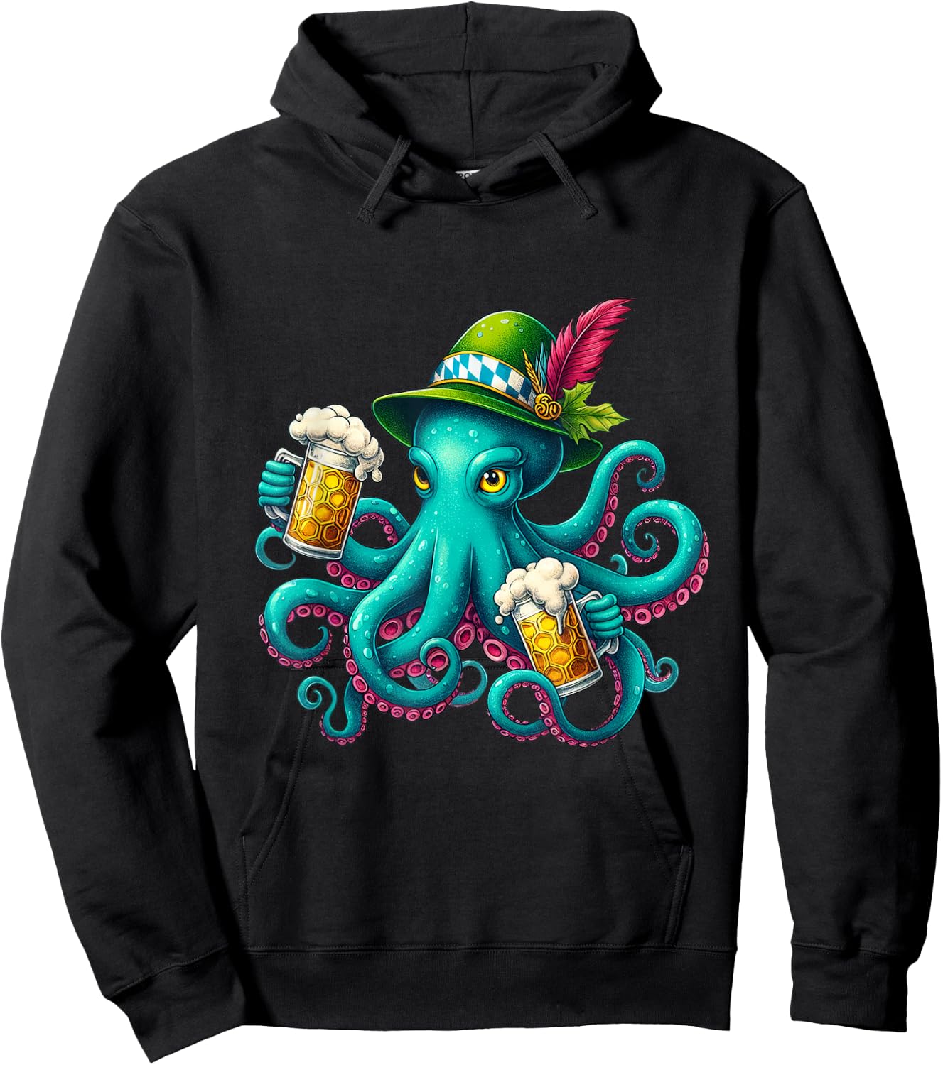 German Octopus Oktoberfest Funny Bavarian Festival Men Women Hoodie - Hoodie | Black