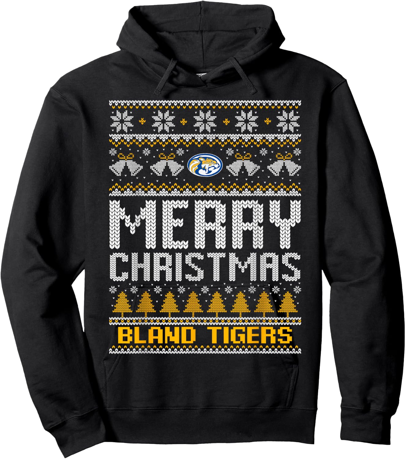 Bland Tigers Logo Merry Christmas Ugly Sweater HS Hoodie - Hoodie | Black