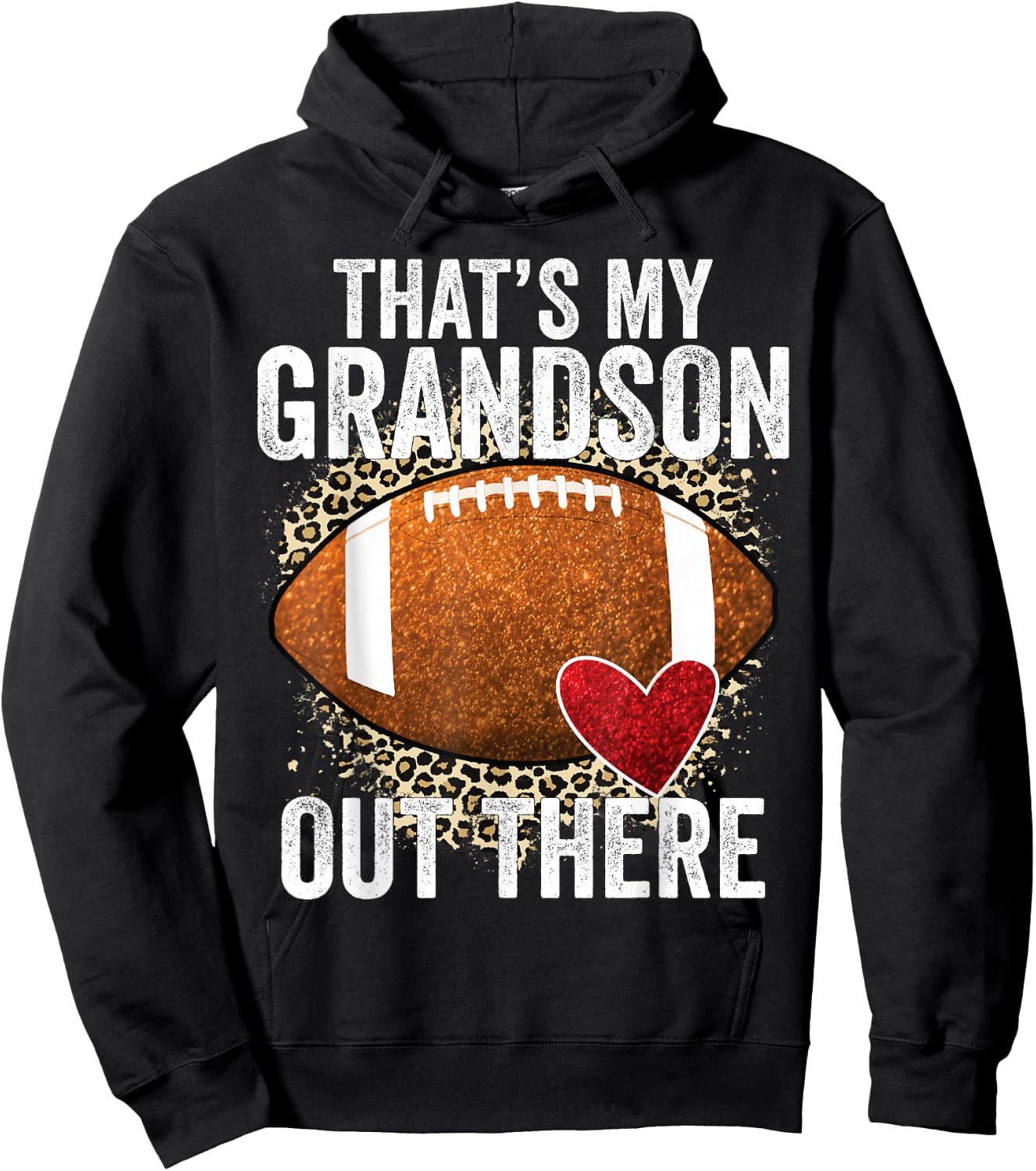 That's My Grandson Out There Football Grandma Grandpa Hoodie - Hoodie | Black
