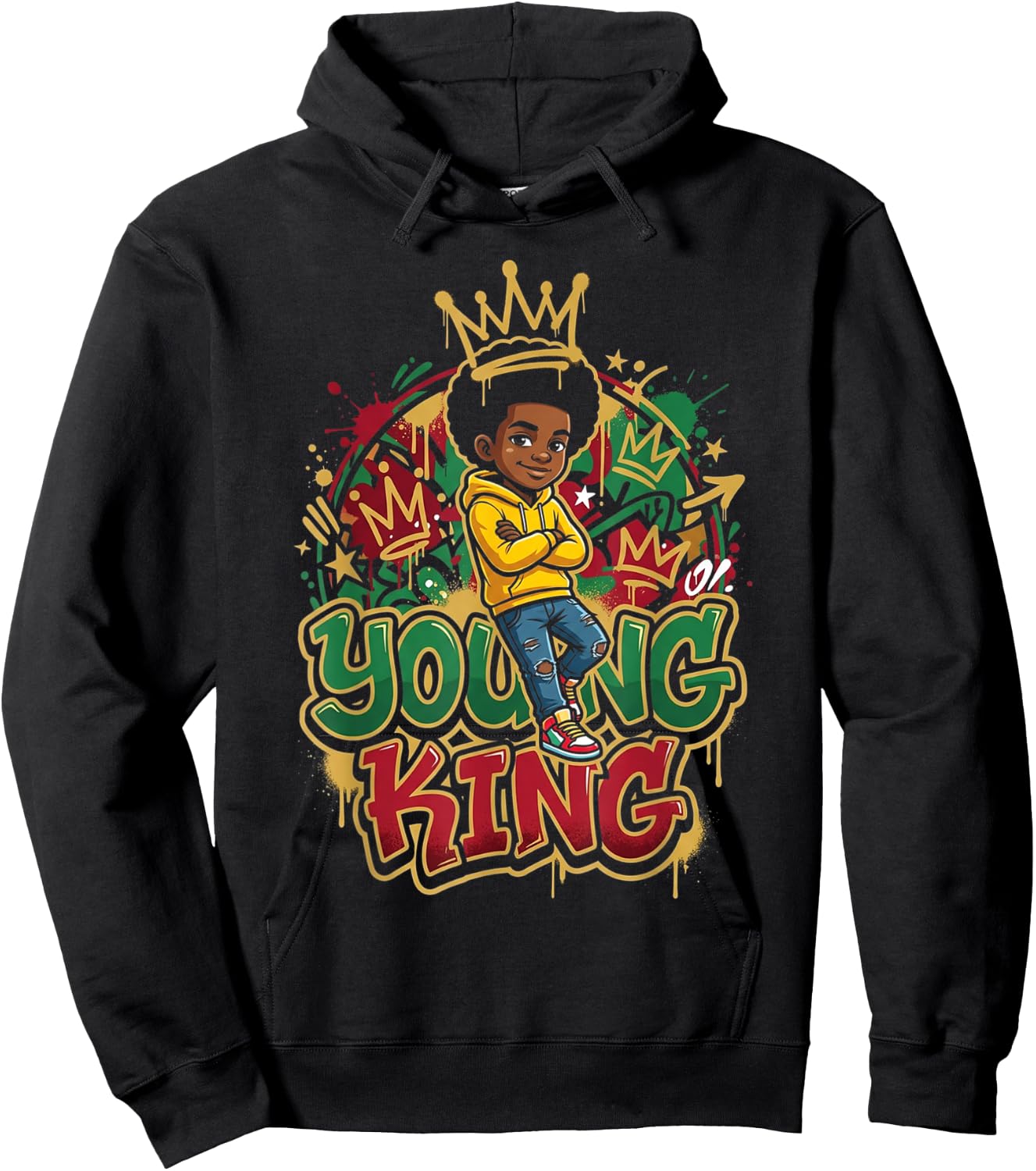 Black Young King Black History Month Juneteenth Kids Boys Hoodie - Hoodie | Black