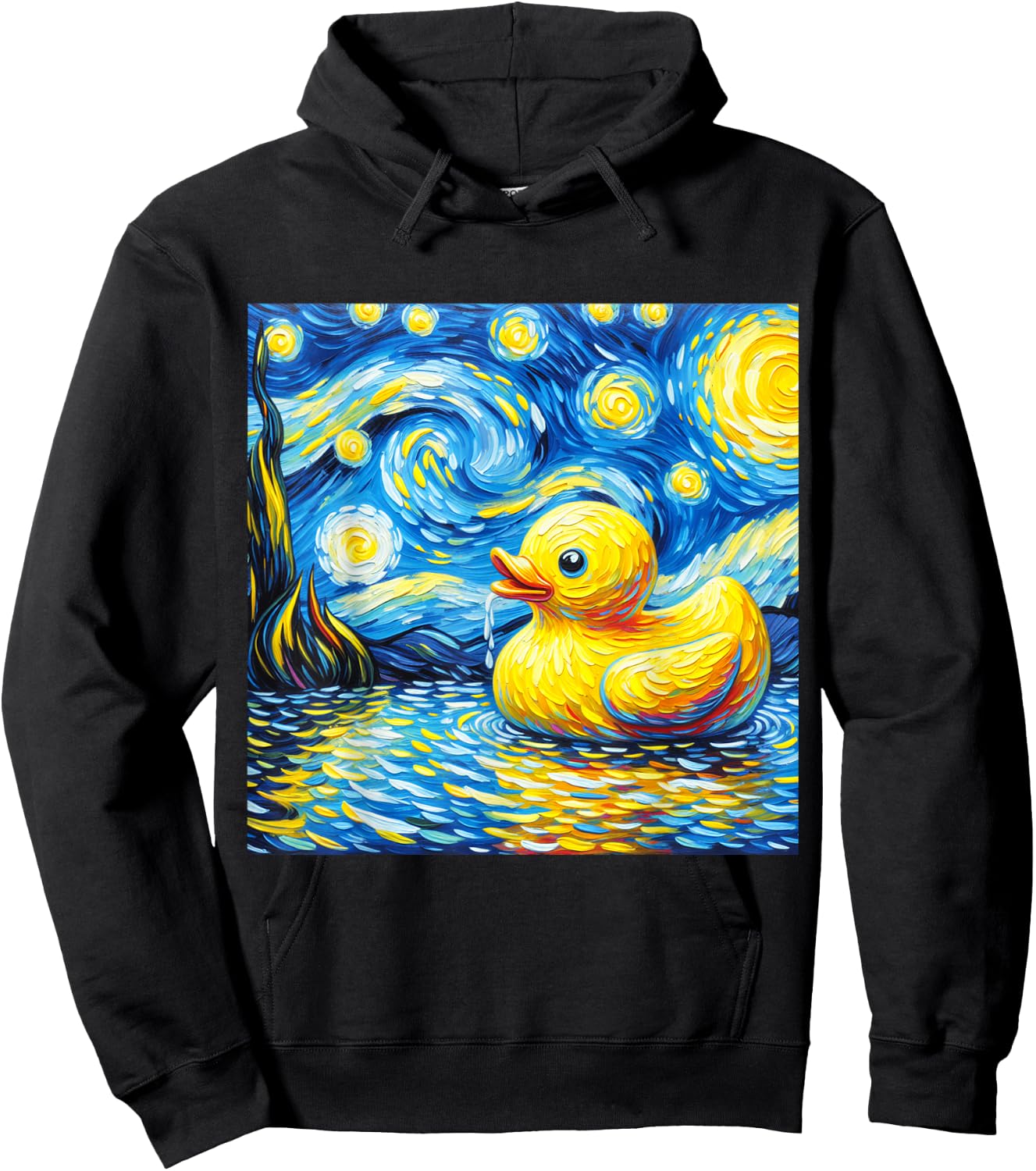 Rubber Duck Starry Night Painting Ducky Vincent Van Gogh Art Hoodie - Hoodie | Black