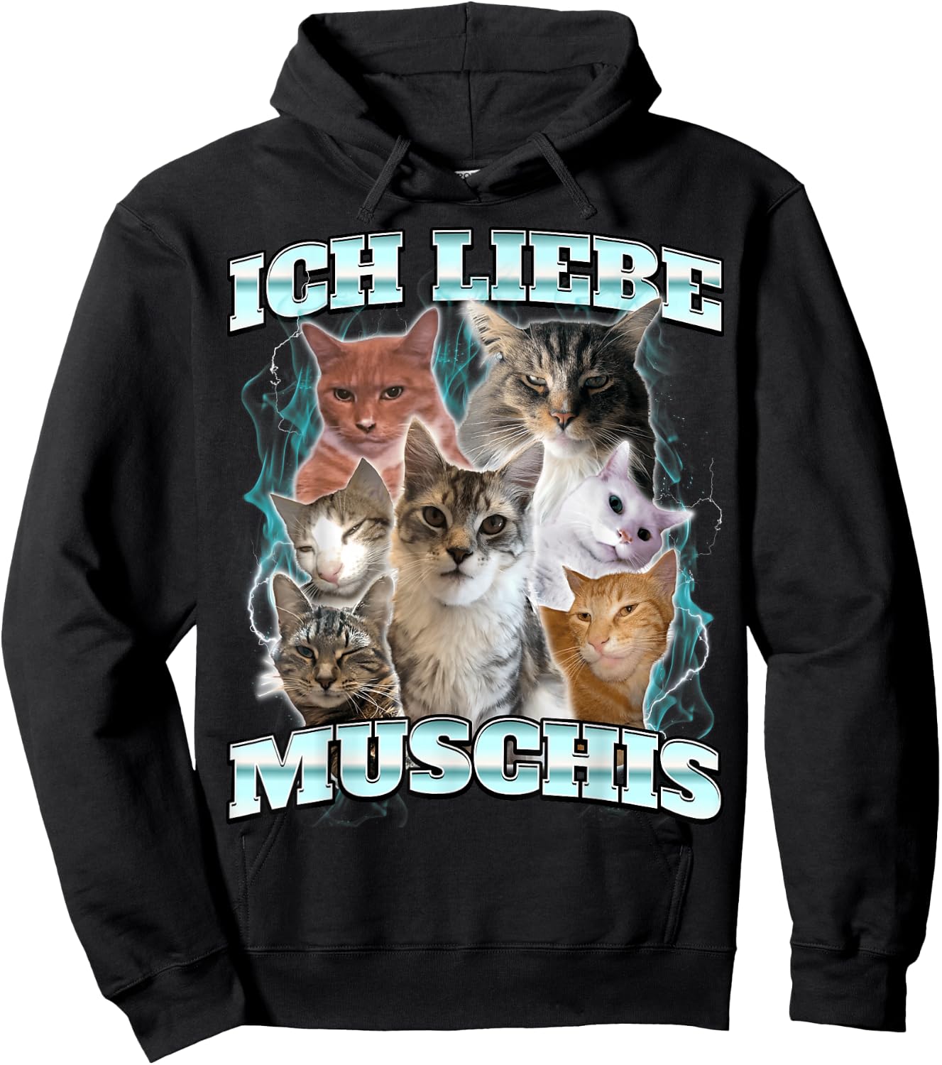 with German Text "Ich Liebe Musch, black Hoodie - Hoodie | Black